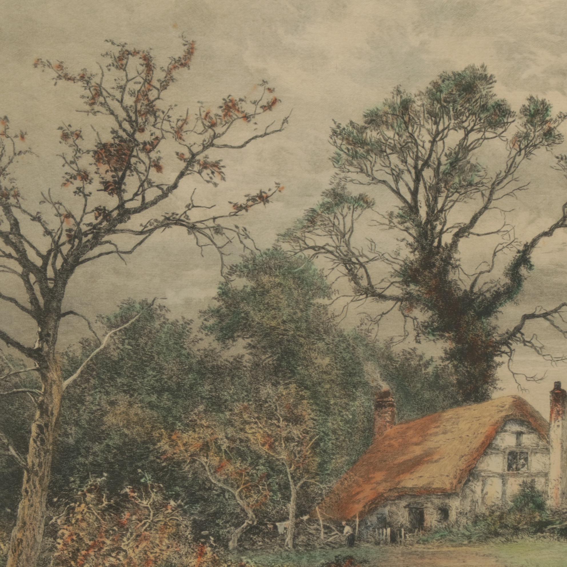 Hand-Colored Etching After B. W. Leader "A Gleam Before the Storm"