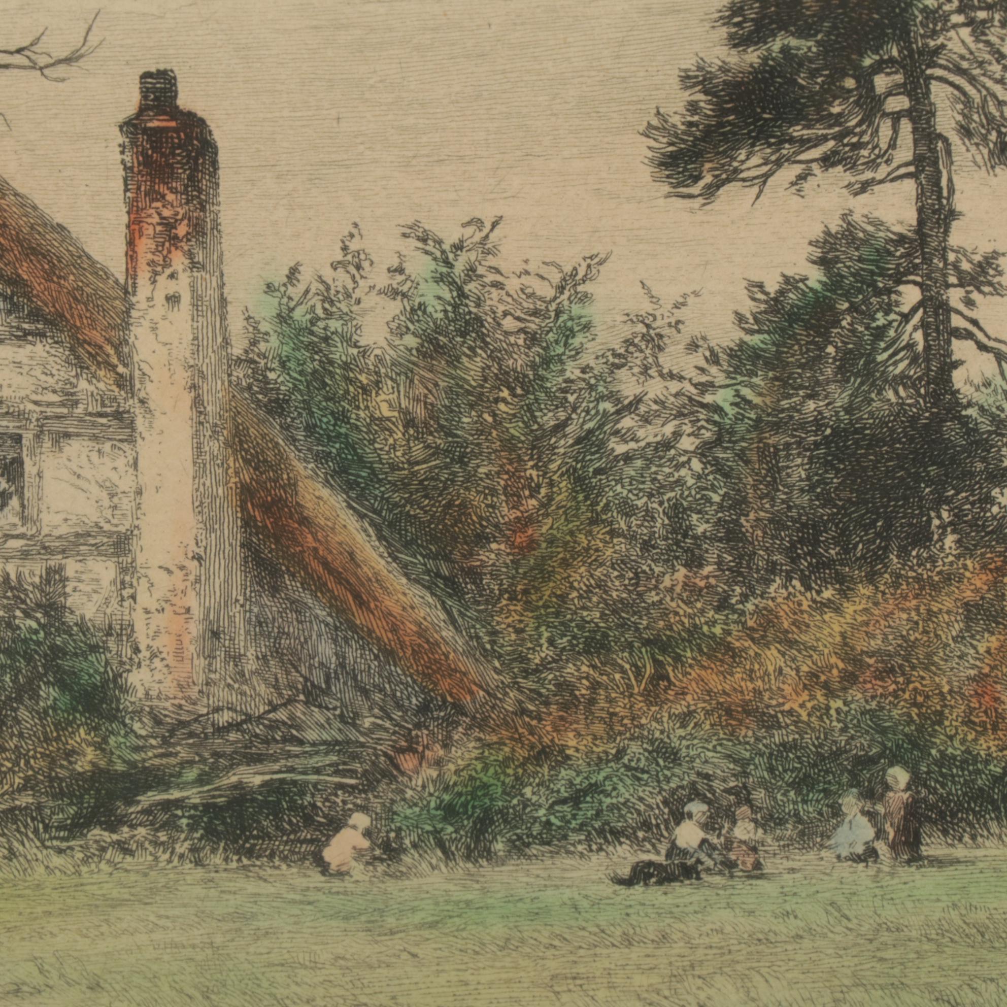 Hand-Colored Etching After B. W. Leader "A Gleam Before the Storm"