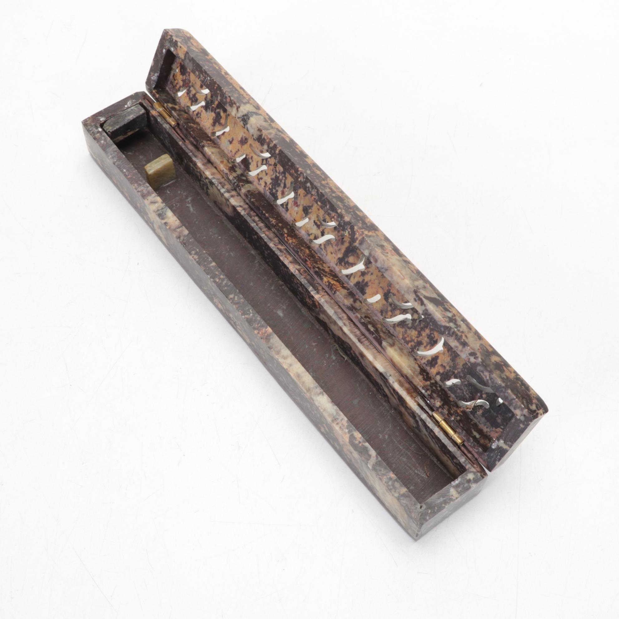 African Ebony Carving, Banded Calcite Bowl, Vase, Soapstone Censer and More