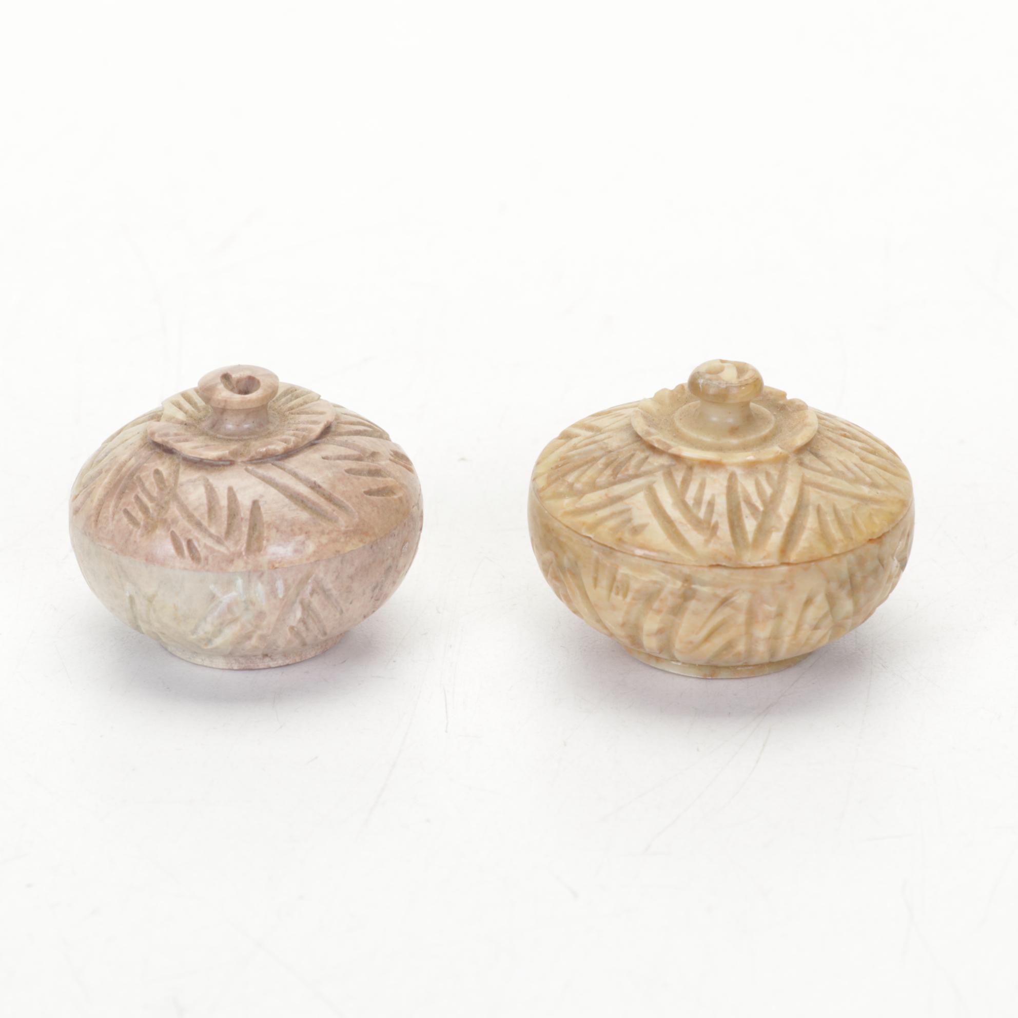 African Ebony Carving, Banded Calcite Bowl, Vase, Soapstone Censer and More