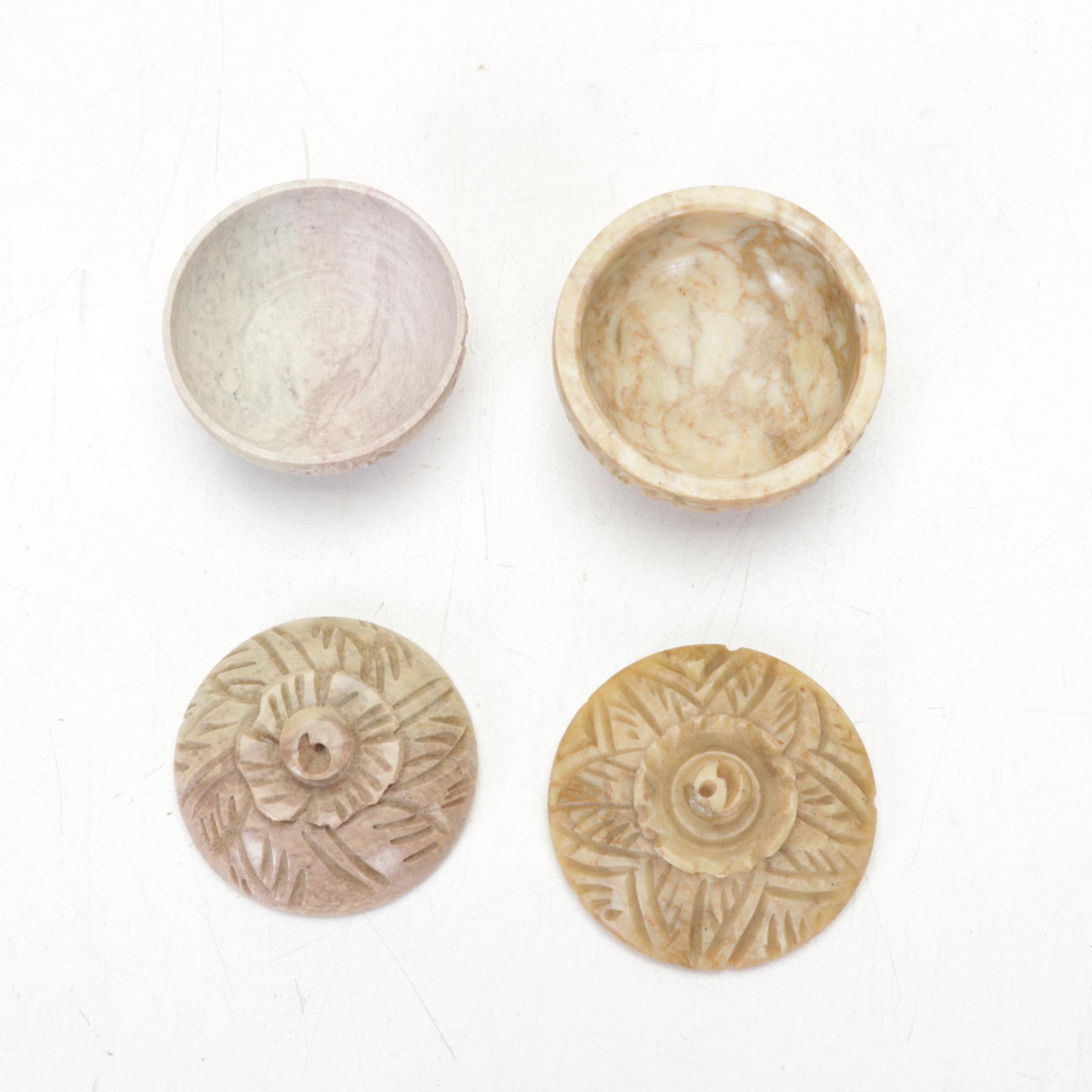 African Ebony Carving, Banded Calcite Bowl, Vase, Soapstone Censer and More