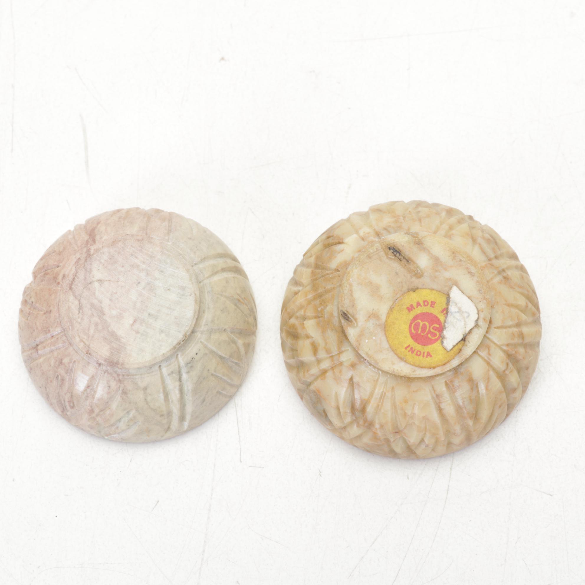 African Ebony Carving, Banded Calcite Bowl, Vase, Soapstone Censer and More