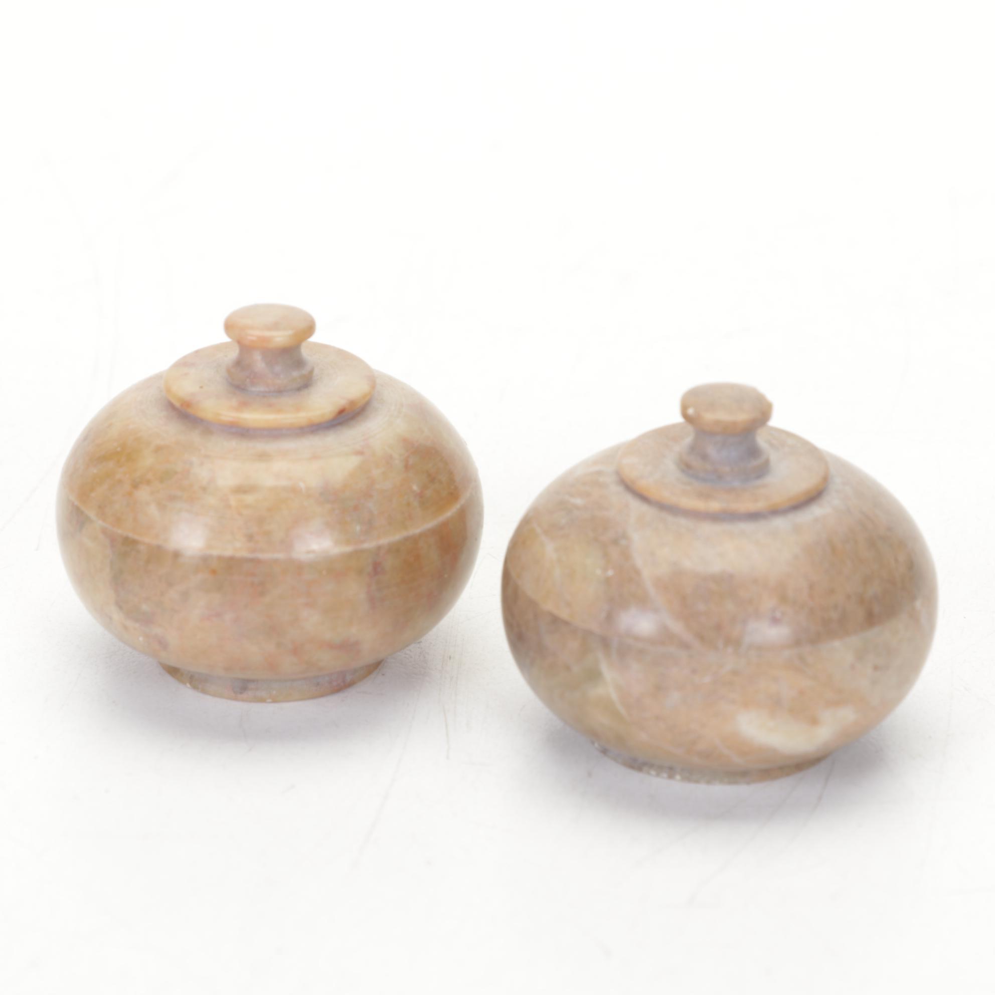 African Ebony Carving, Banded Calcite Bowl, Vase, Soapstone Censer and More