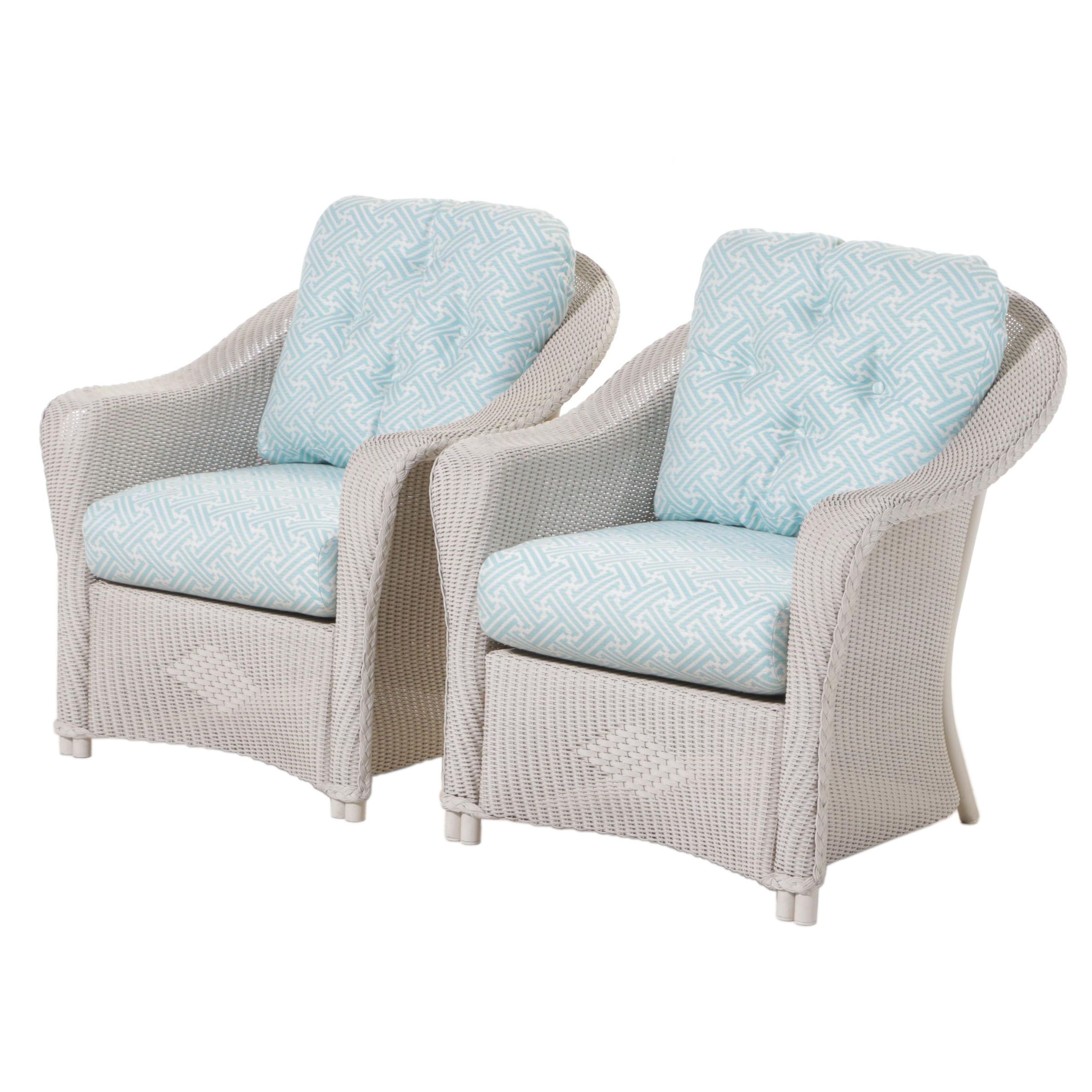 Pair of Lloyd/Flanders "Reflections" Lloyd Loom Wicker Patio Lounge Chairs