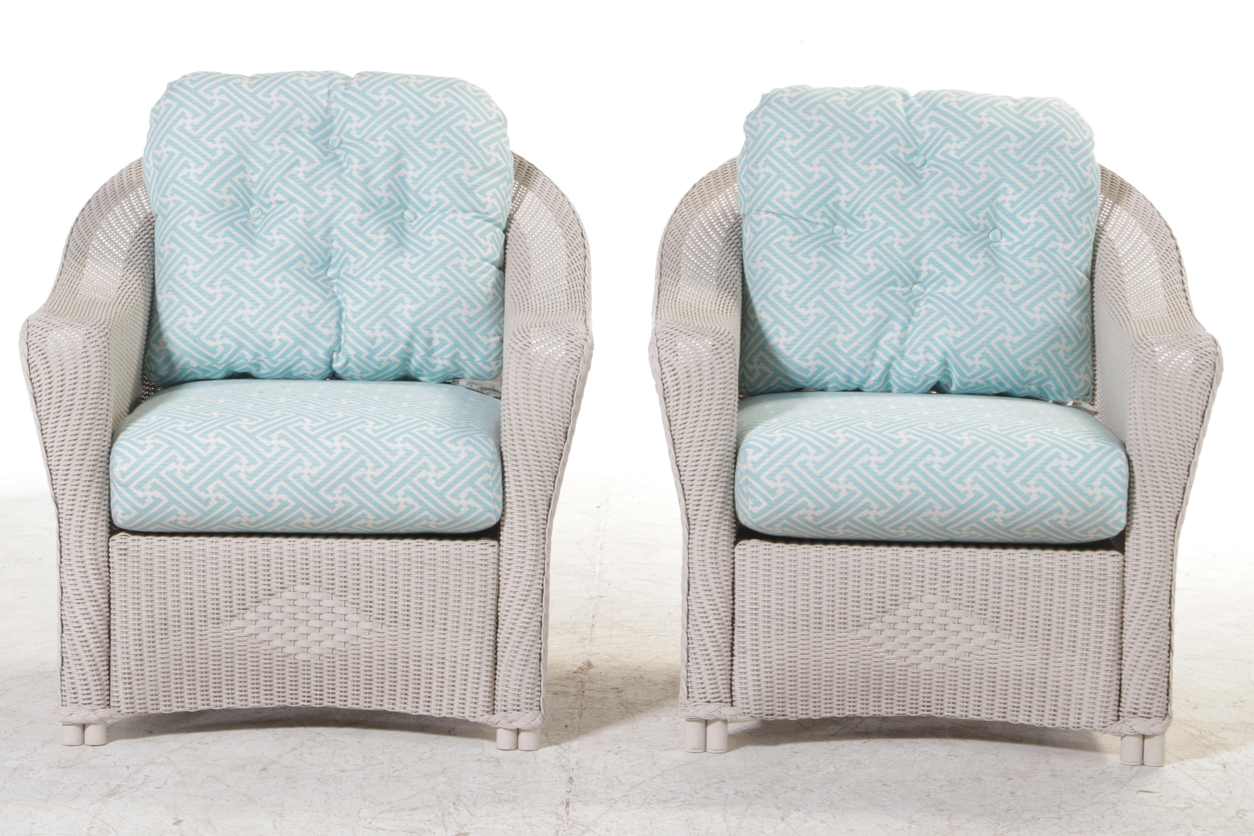 Pair of Lloyd/Flanders "Reflections" Lloyd Loom Wicker Patio Lounge Chairs