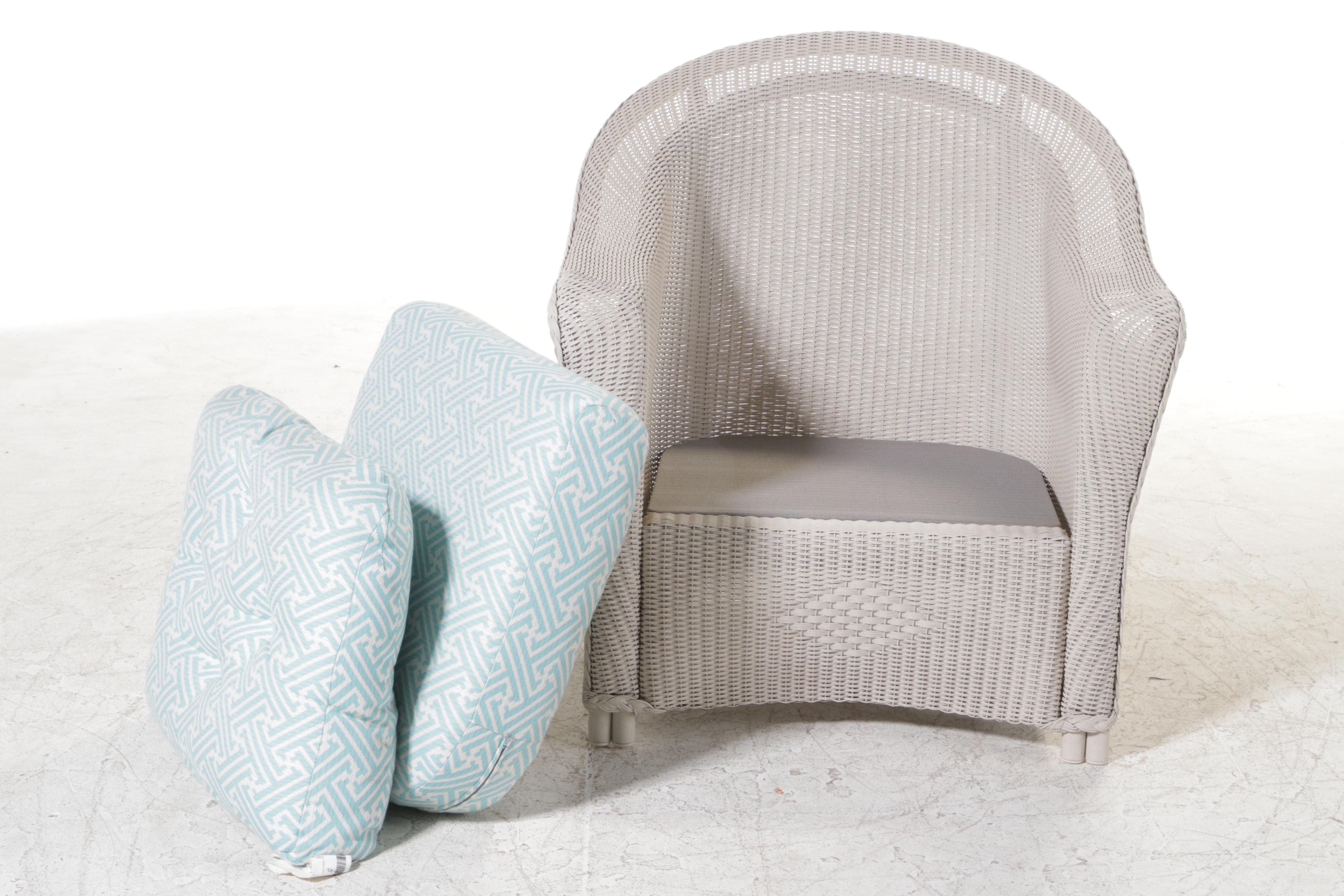 Pair of Lloyd/Flanders "Reflections" Lloyd Loom Wicker Patio Lounge Chairs