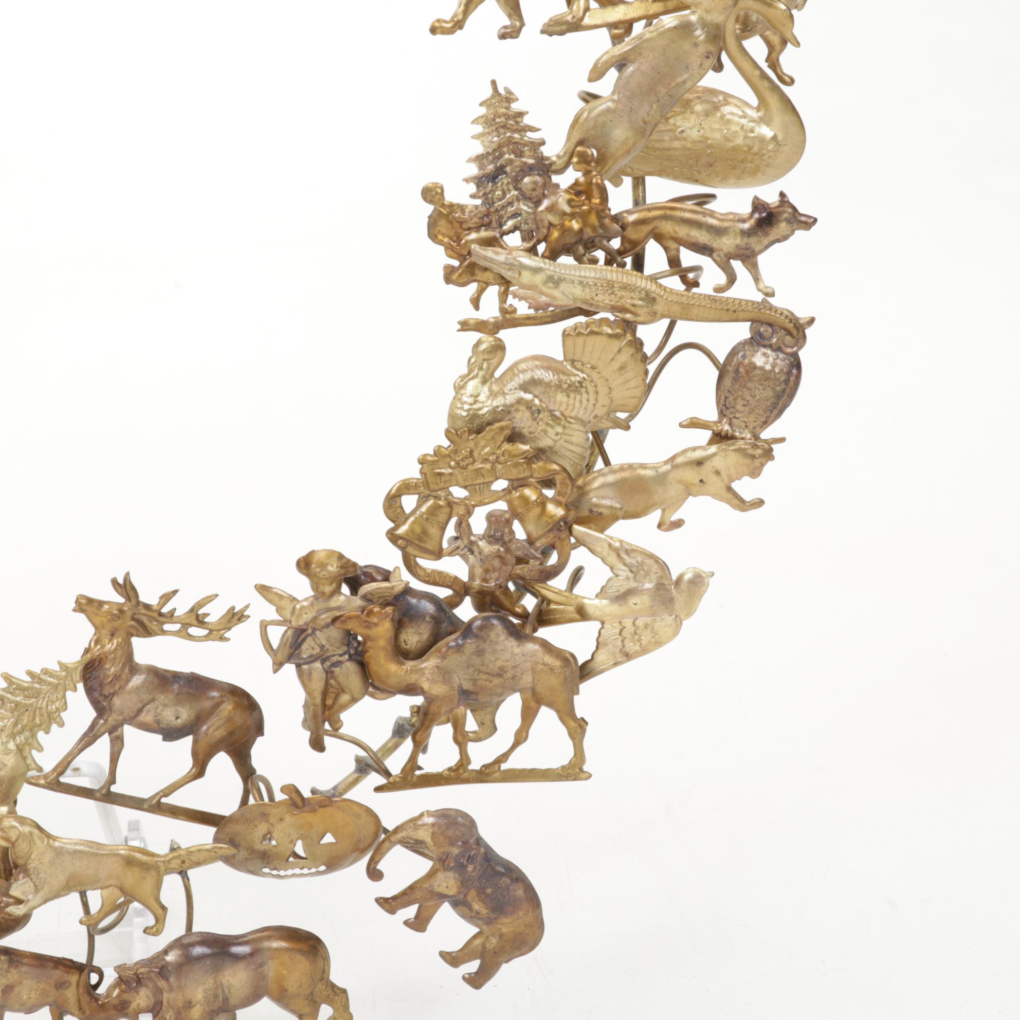 Petits Choses Brass All Holiday Victorian Style Wreath, 1980s