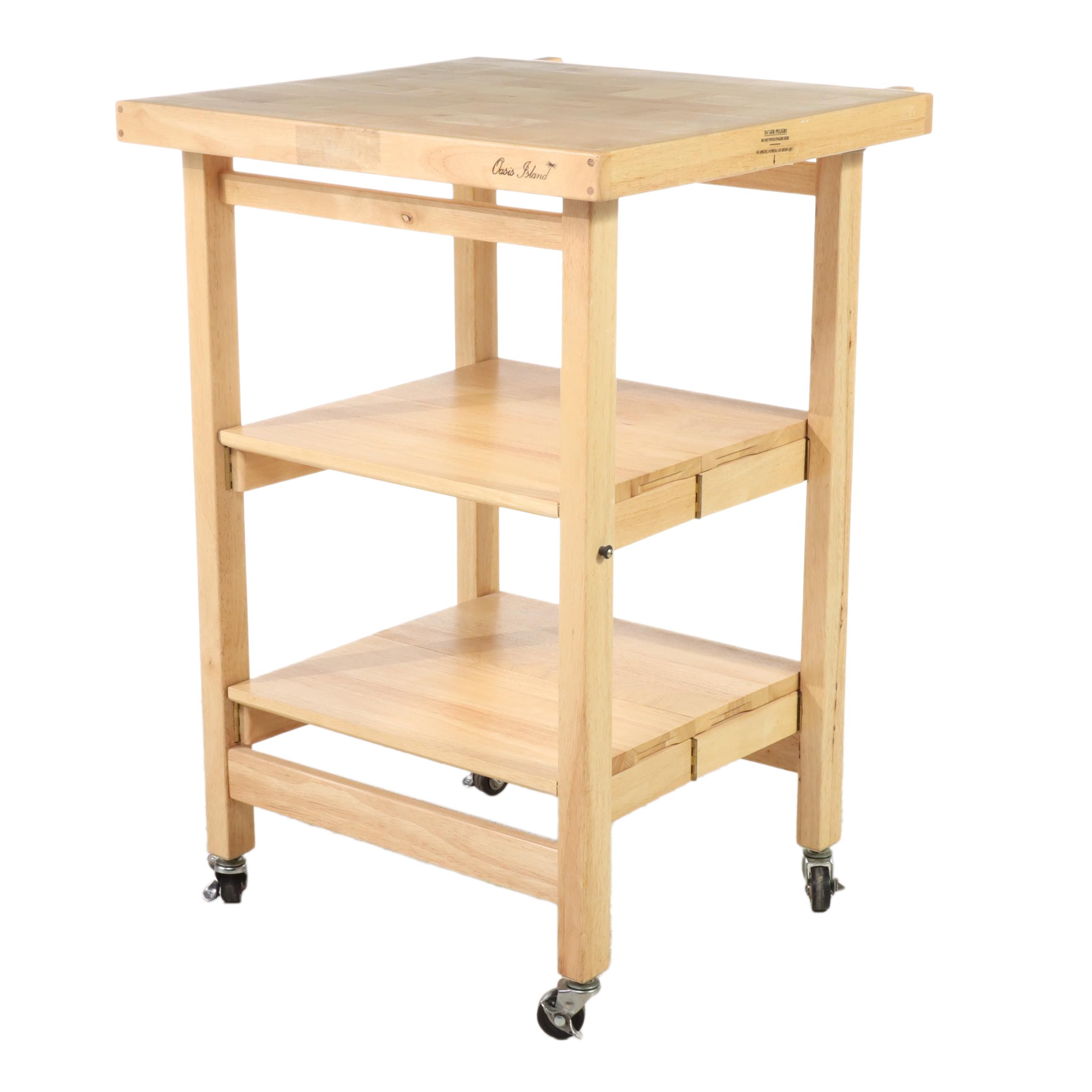 Oasis Island Folding Rubberwood Kitchen Cart