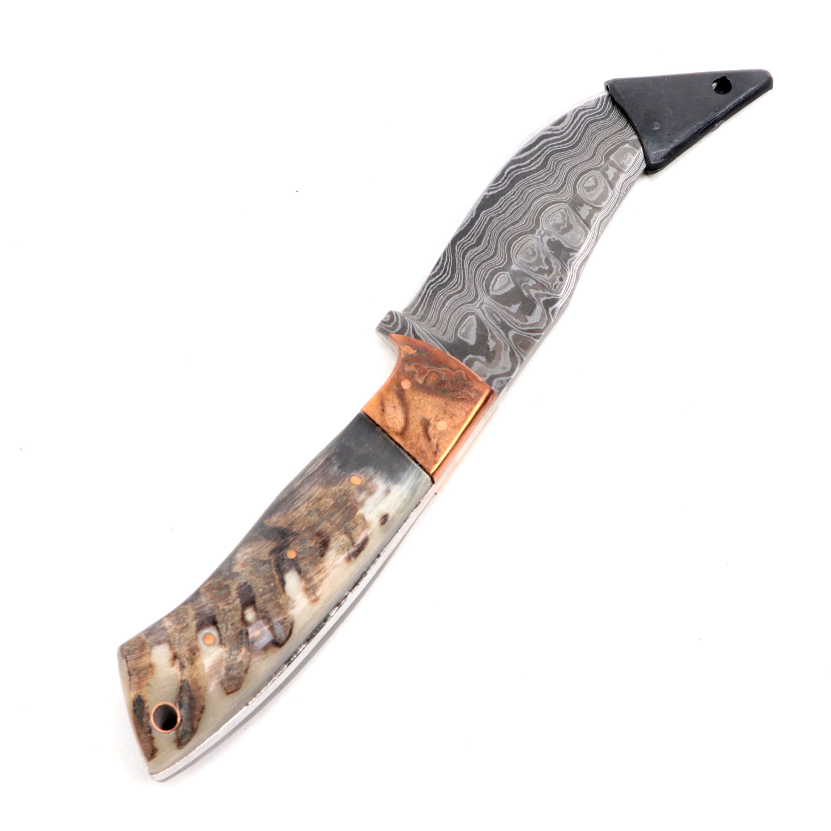 Rite Edge Damascus Steel and Bone-Handled Skinner Knife with Scabbard