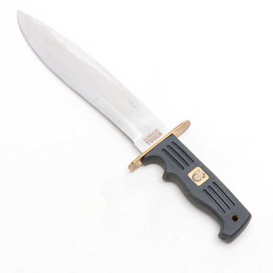 Schrade Tough Rubber-Handled Small Machete with Leather Scabbard