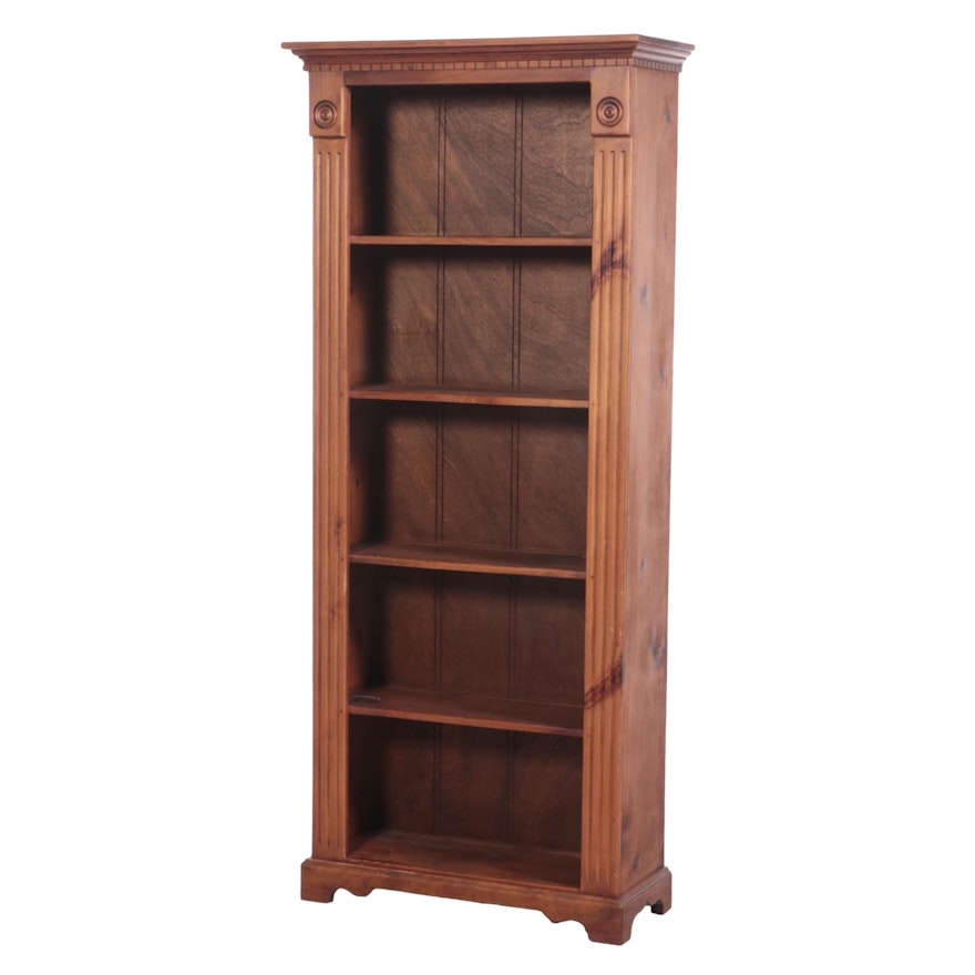 Federal Style Pine Five-Shelf Open Bookcase, Late 20th Century