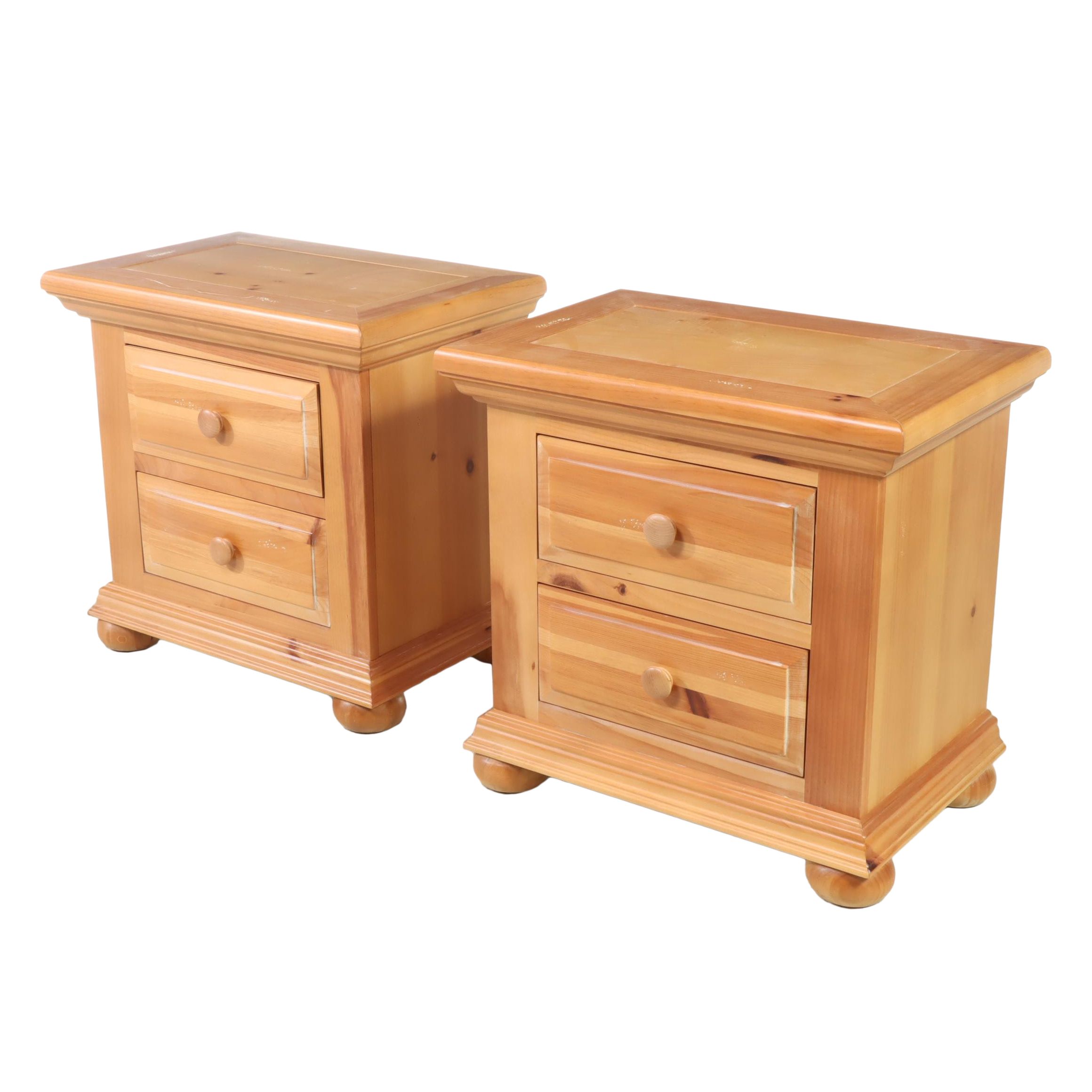 Pair of Broyhill "Fontana" Pine Two-Drawer Nightstands