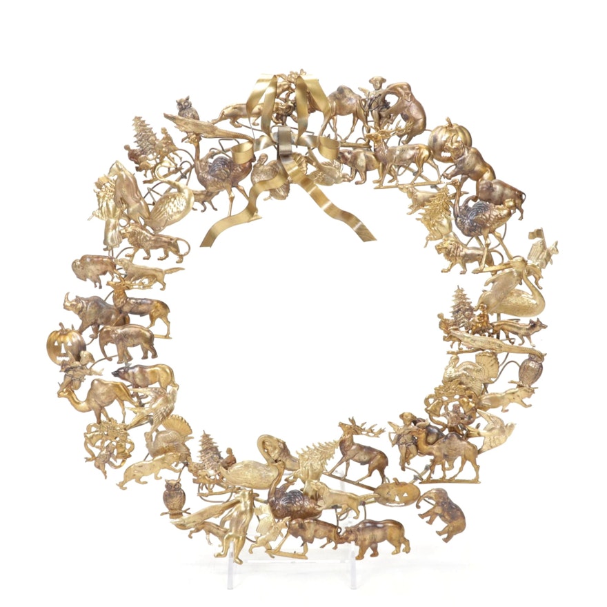 Petits Choses Brass All Holiday Victorian Style Wreath, 1980s