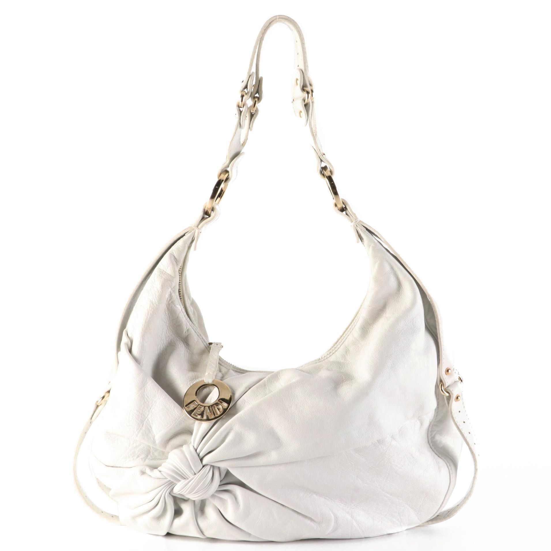 Fendi Tie Front Detailed Hobo Bag in Leather