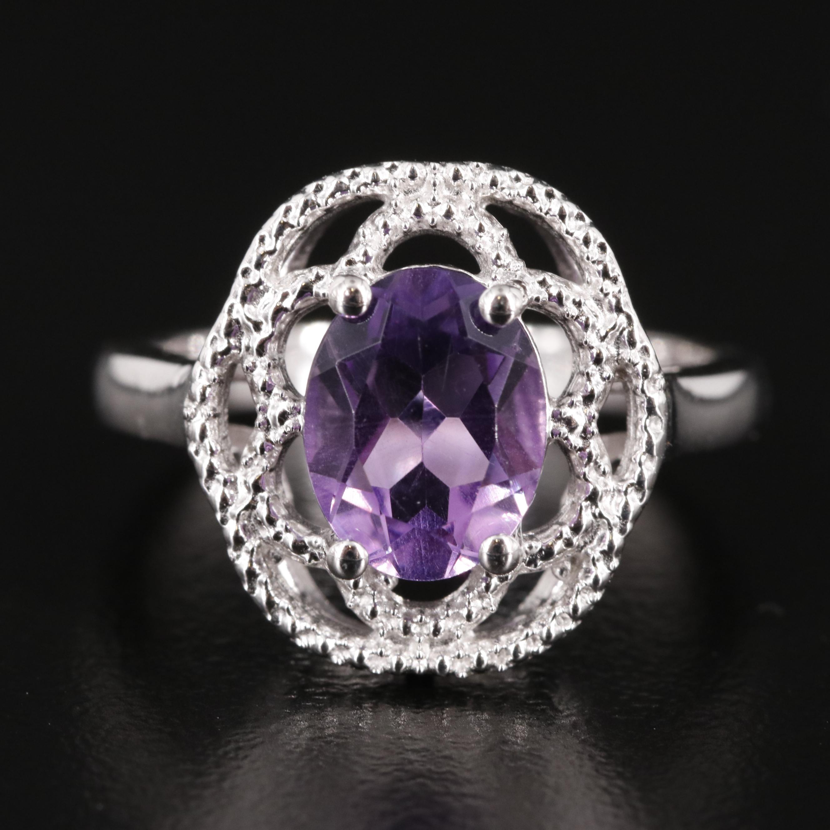 Sterling Oval Amethyst Ring