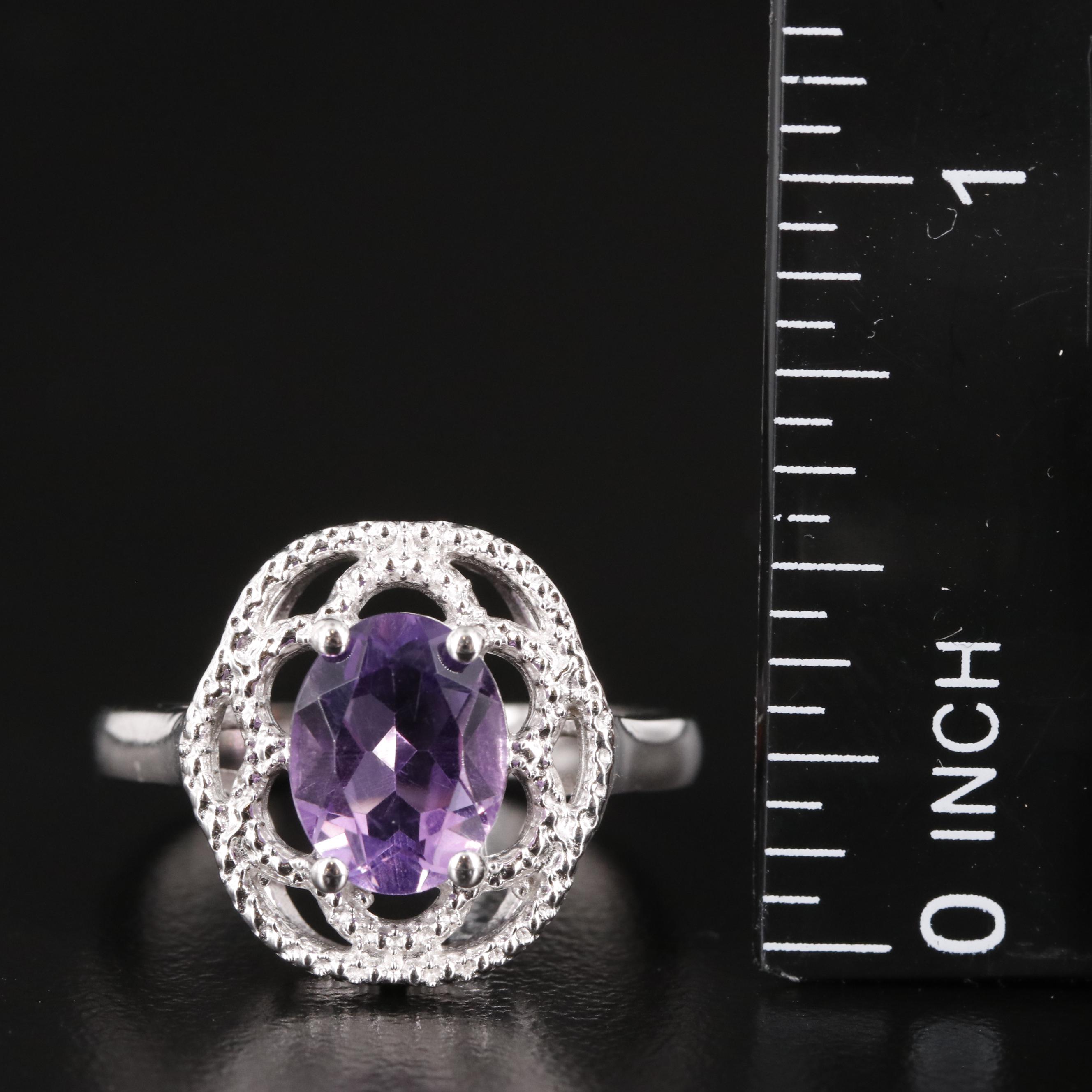 Sterling Oval Amethyst Ring