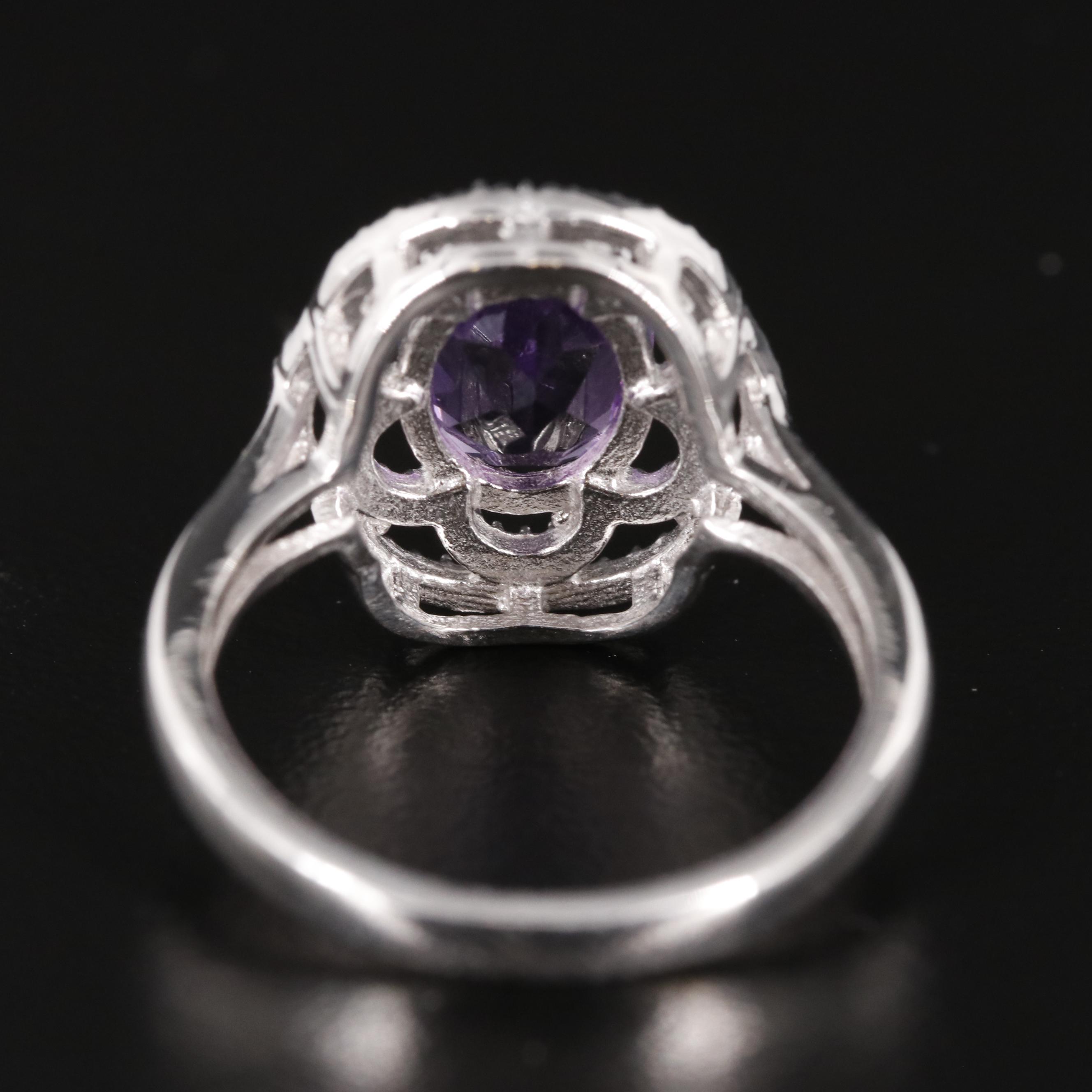 Sterling Oval Amethyst Ring