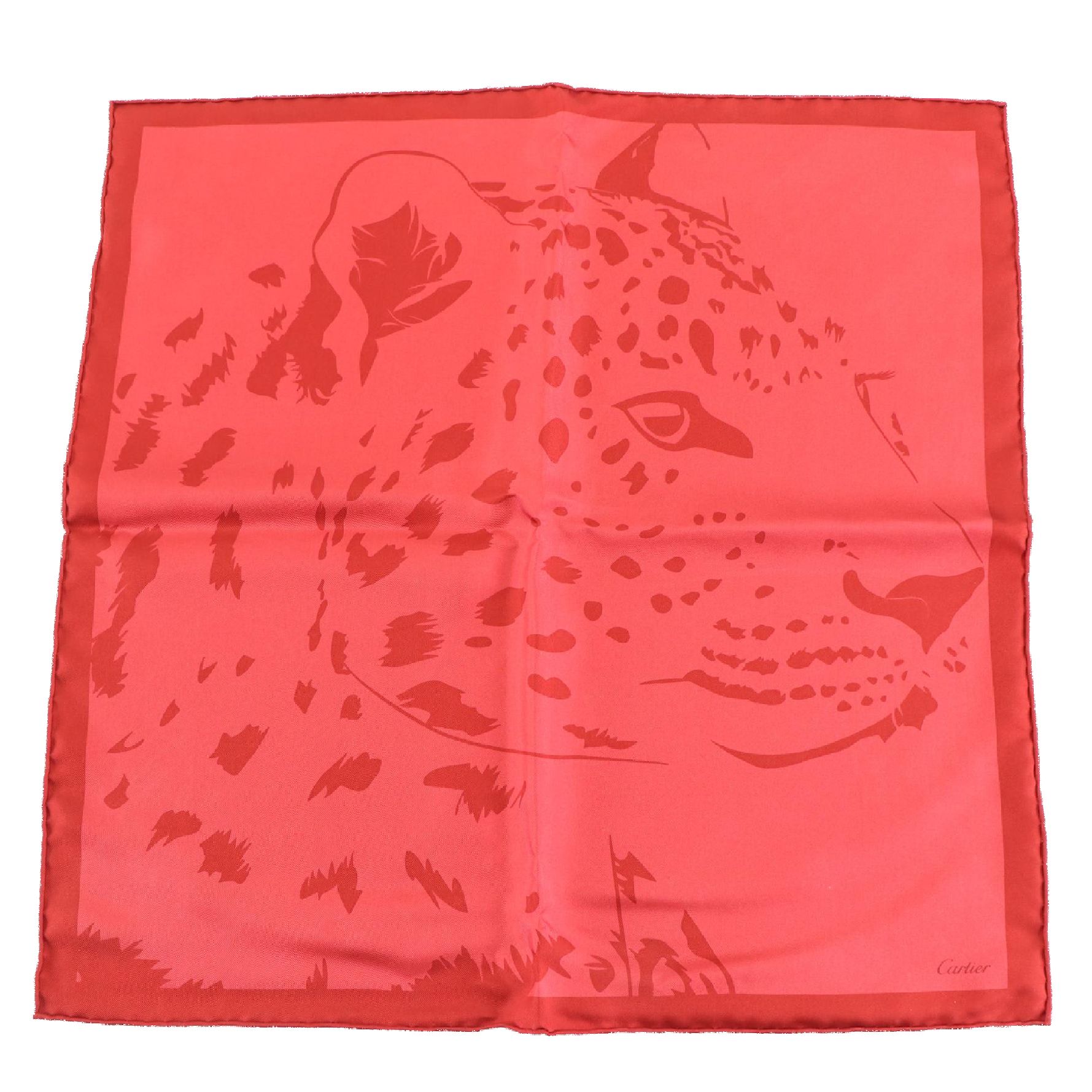 Cartier Panther Print Scarf 45 in Silk Twill with Box