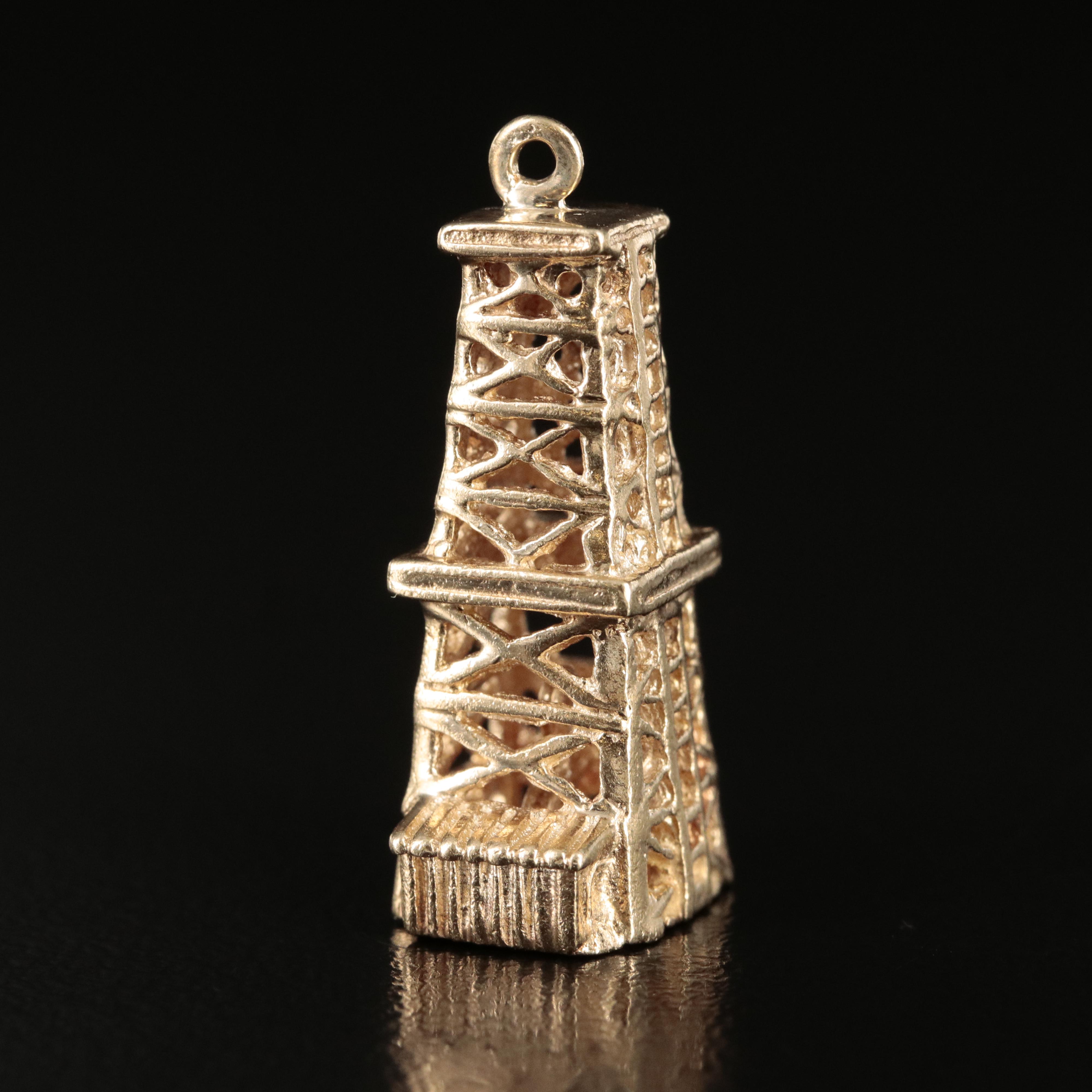 14K Oil Derrick Charm