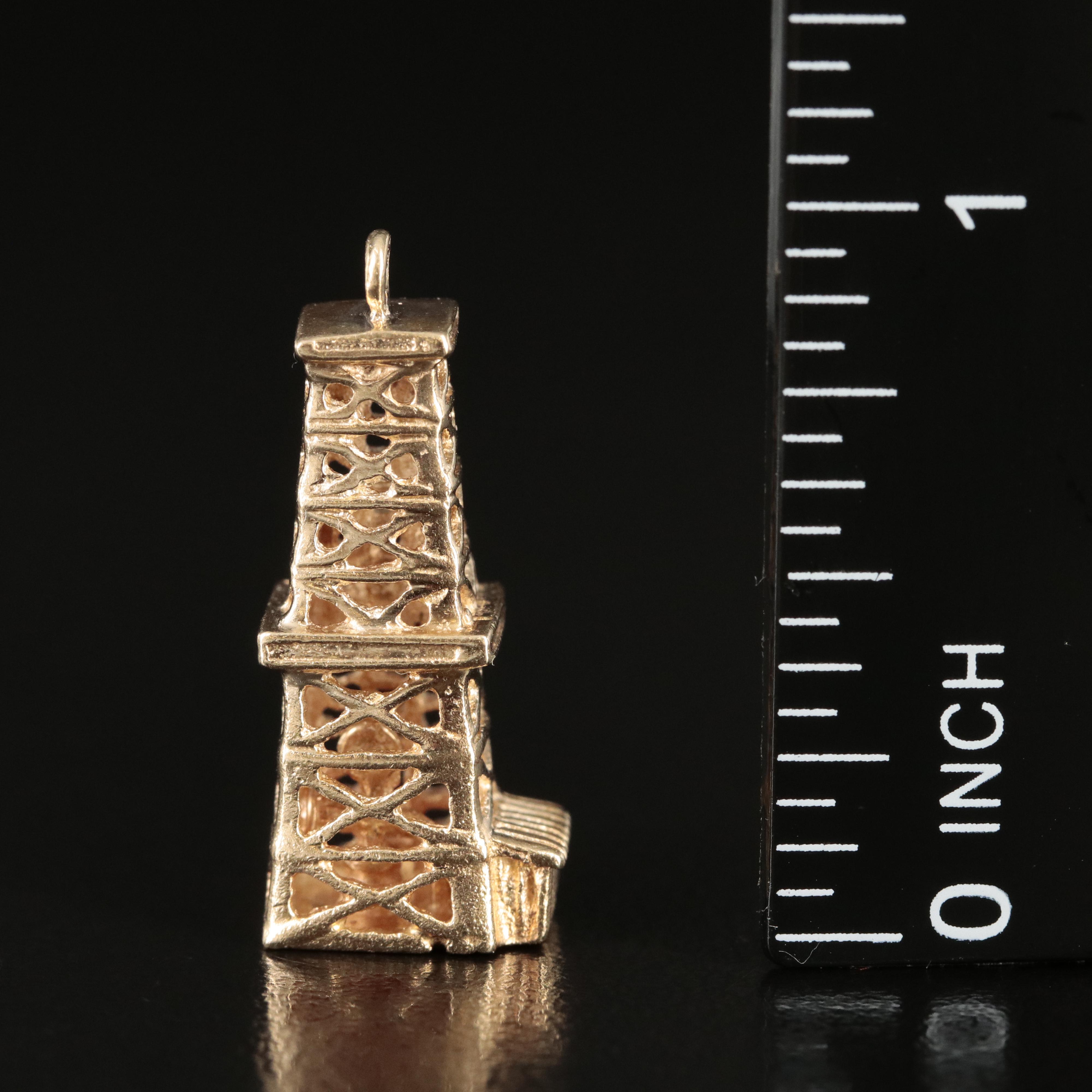 14K Oil Derrick Charm
