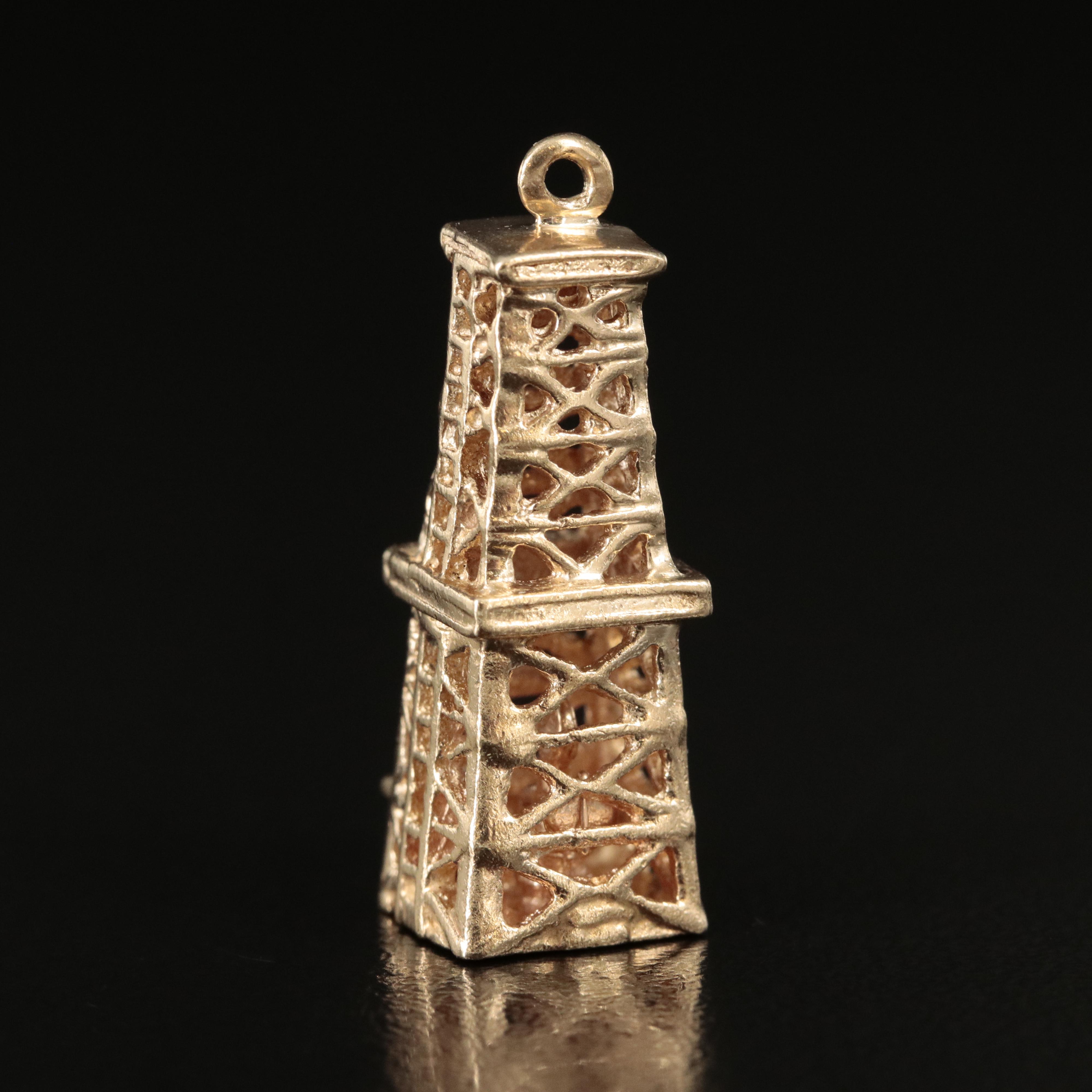 14K Oil Derrick Charm