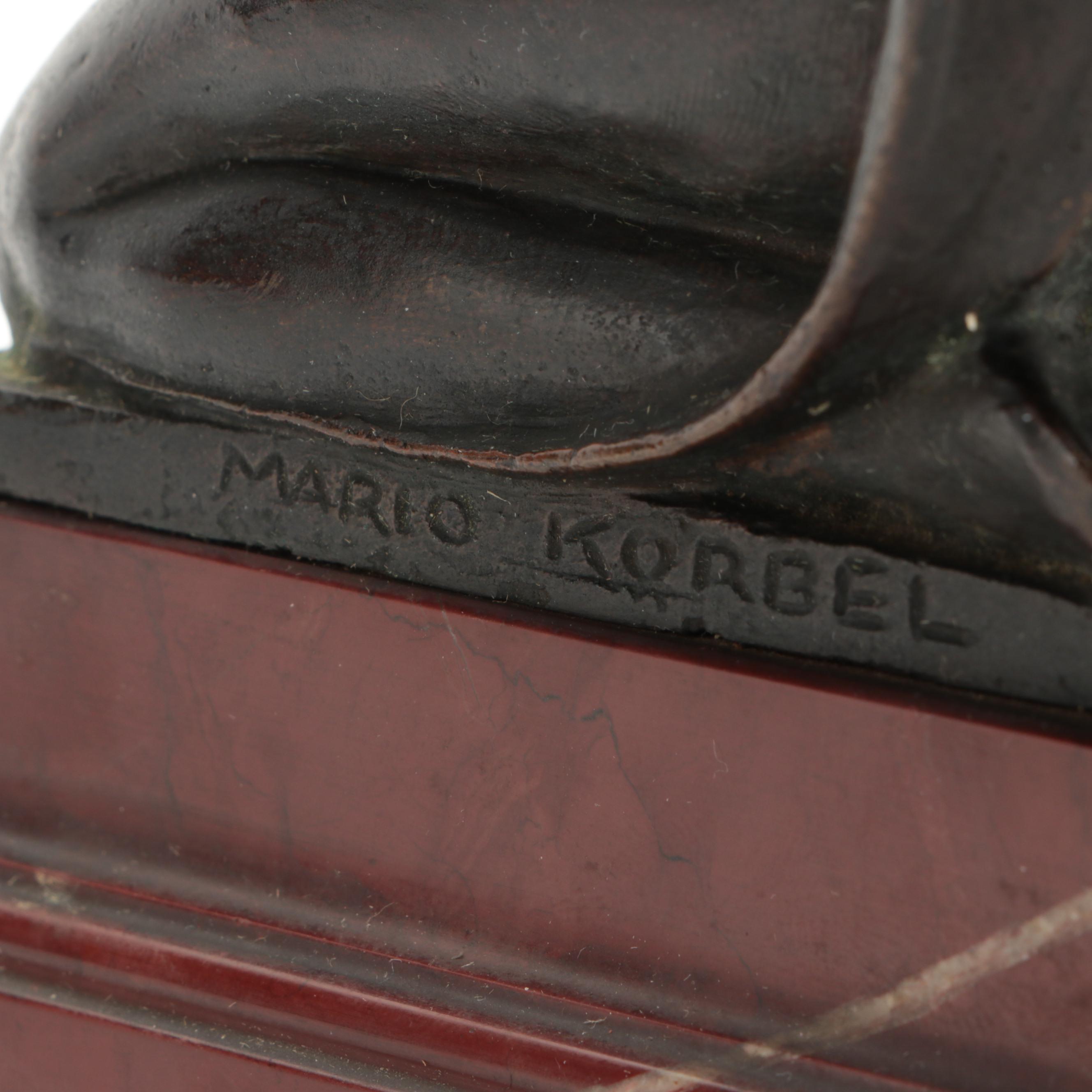 Bronze on Marble Sculpture of Female Figural Nude after Mario J. Korbel