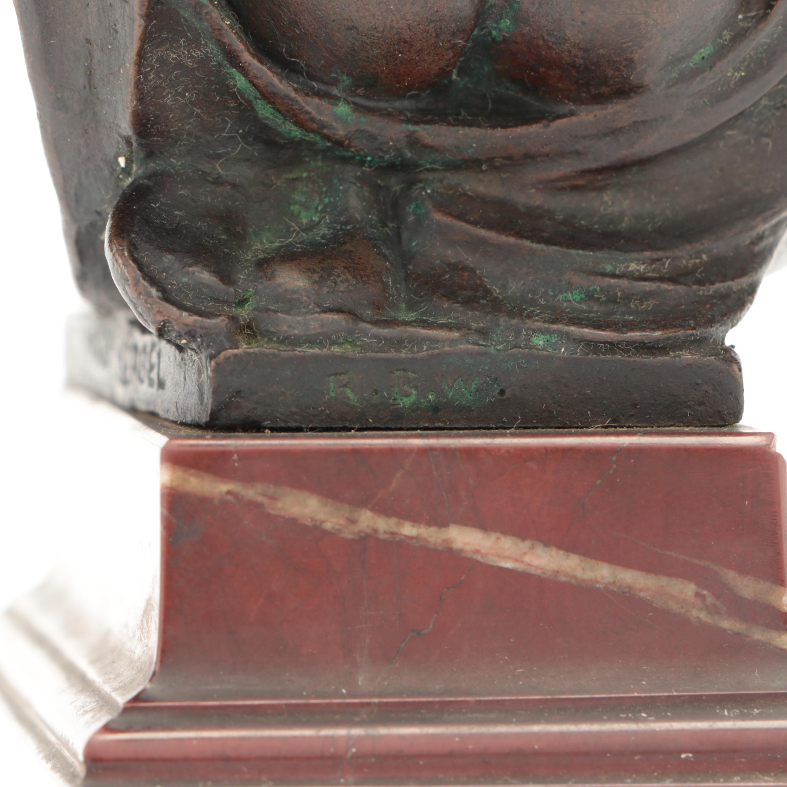 Bronze on Marble Sculpture of Female Figural Nude after Mario J. Korbel