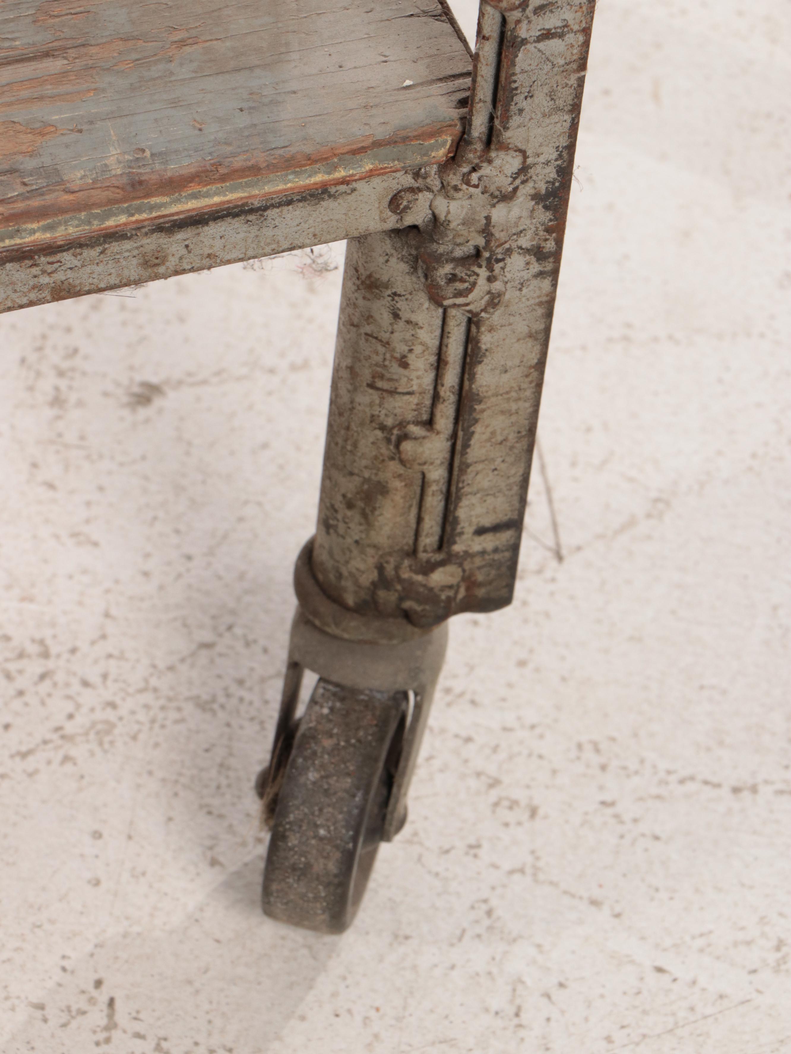 Wood and Metal Four-Tiered Storage Shelf, Mid to Late 20th Century