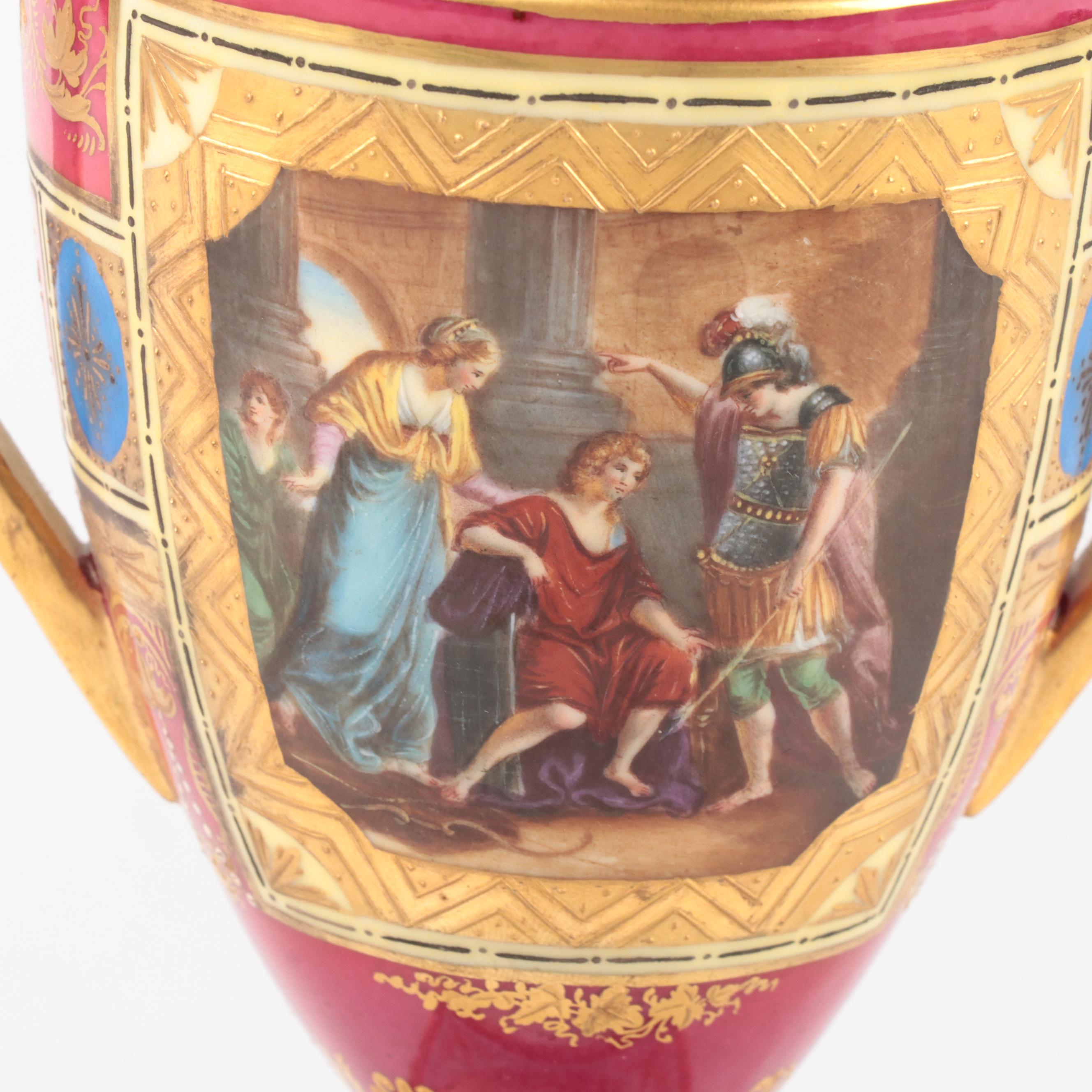 Ackermann and Fritze Royal Vienna Style Porcelain Urn