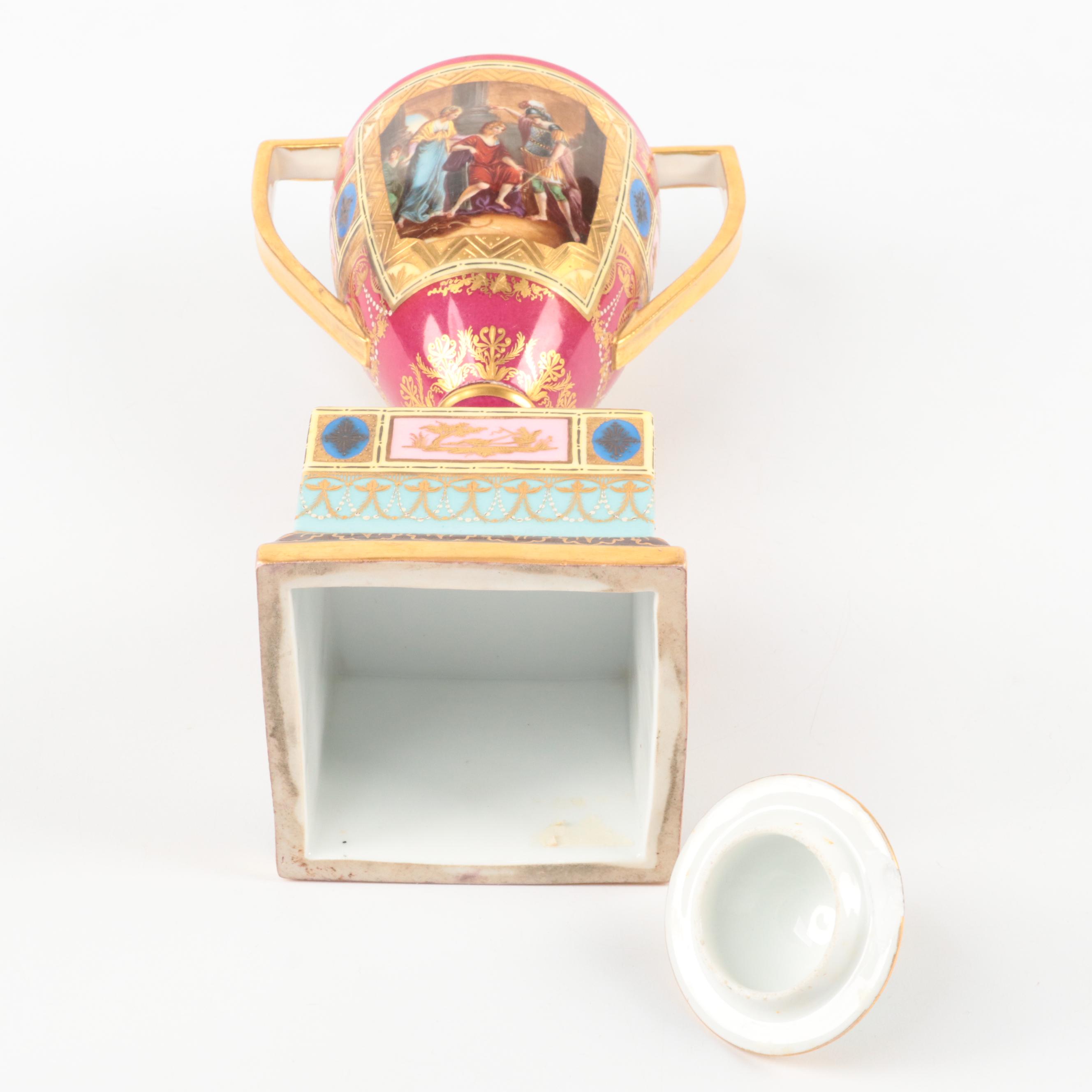 Ackermann and Fritze Royal Vienna Style Porcelain Urn