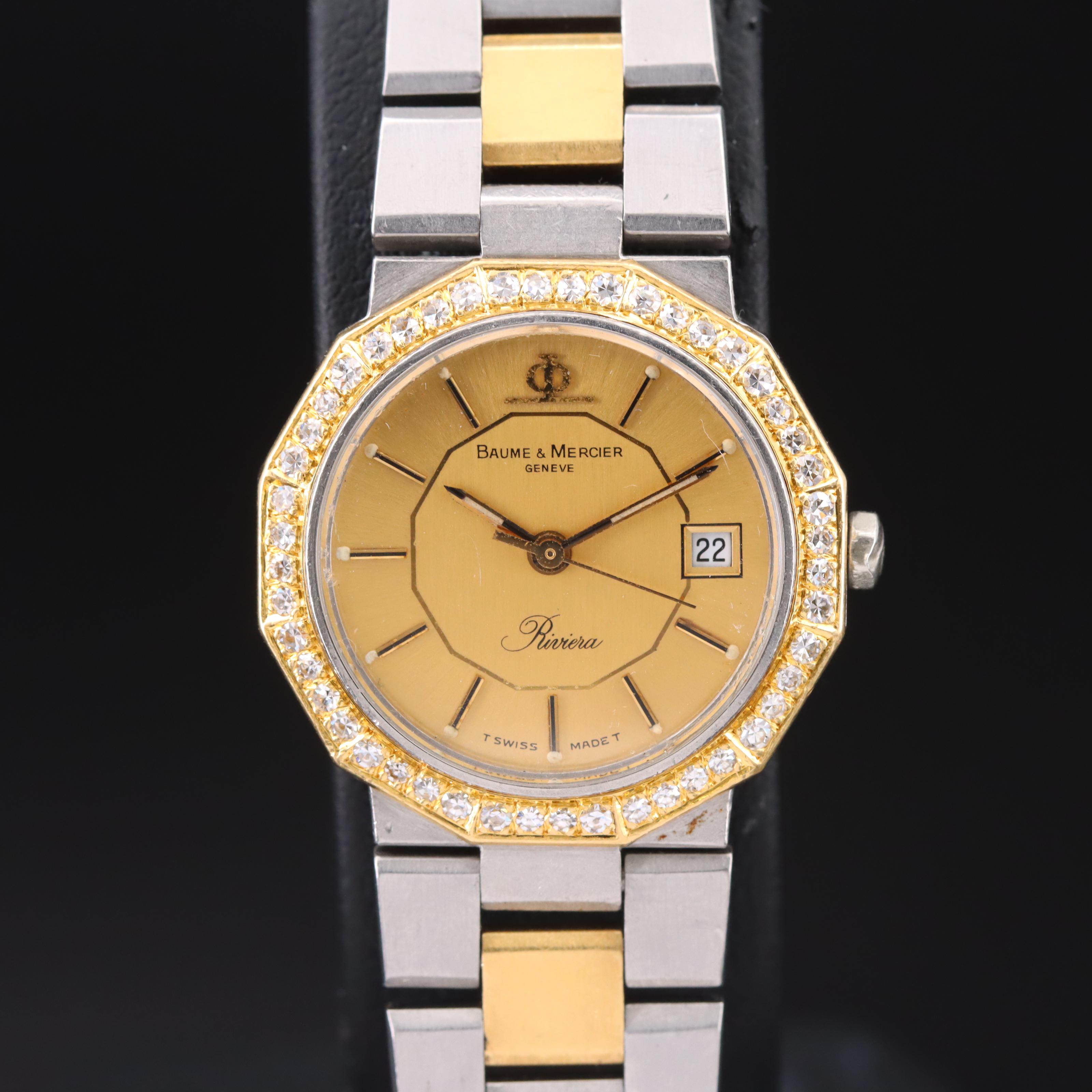 Baume & Mercier Riviera 18K and Stainless Steel Diamond Watch