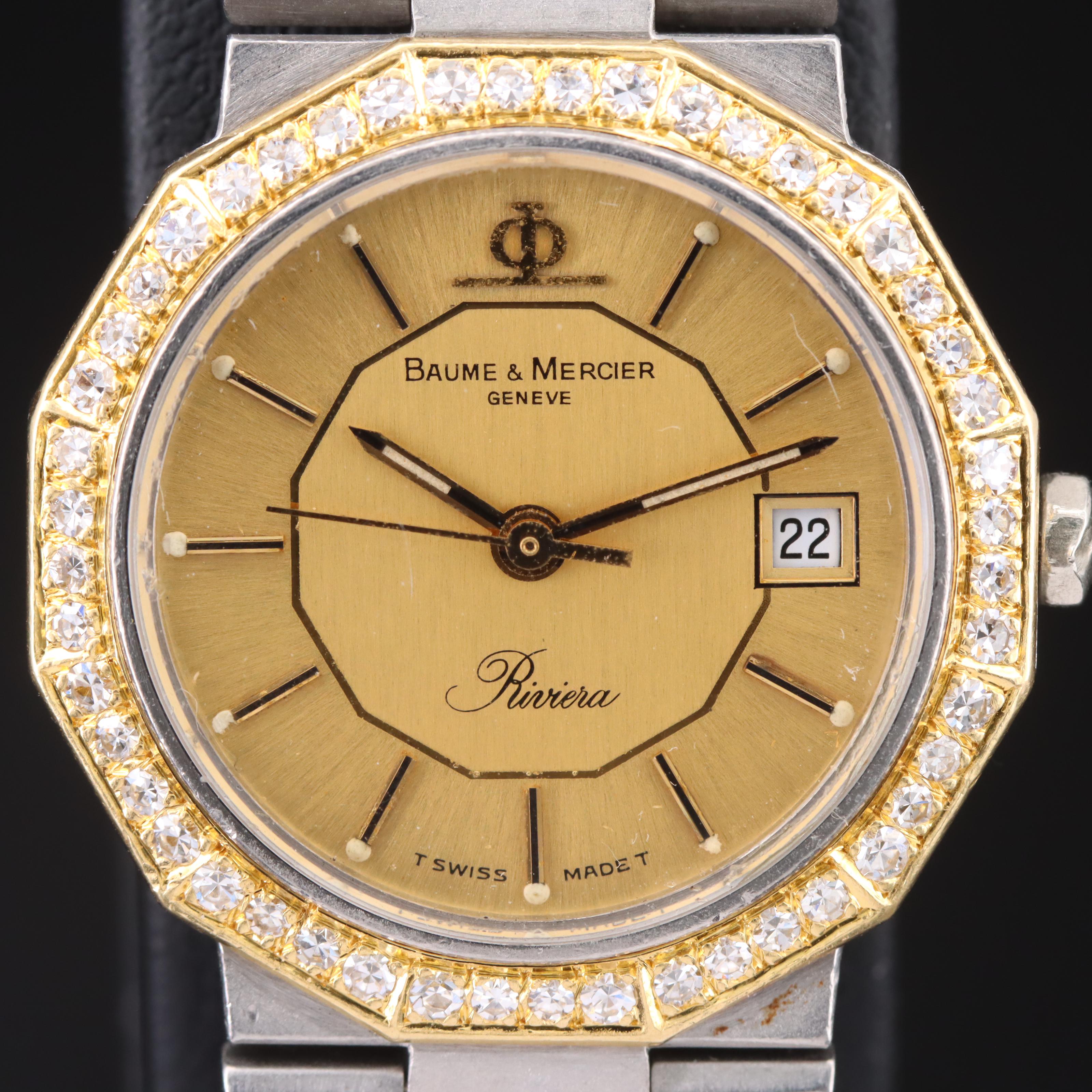 Baume & Mercier Riviera 18K and Stainless Steel Diamond Watch