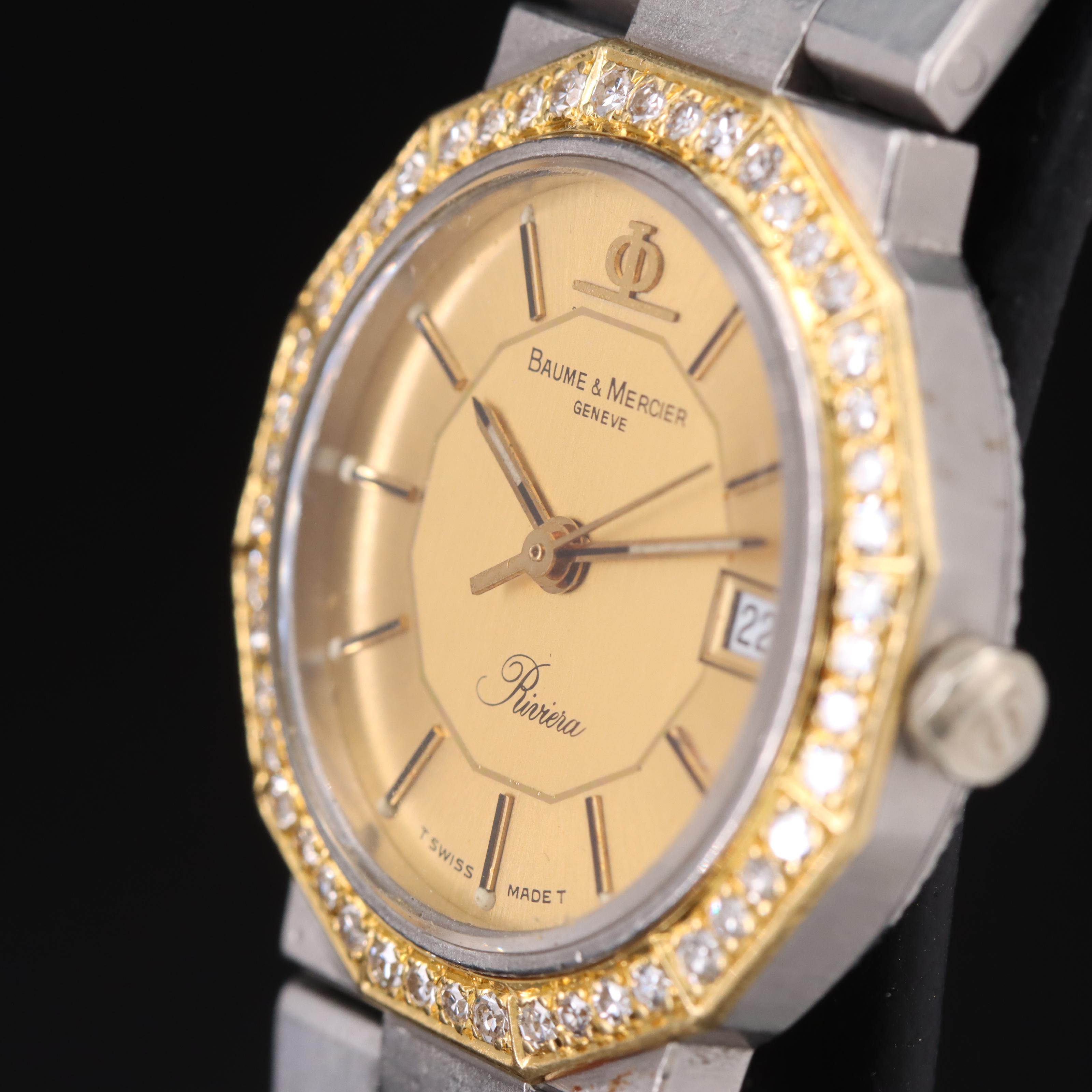 Baume & Mercier Riviera 18K and Stainless Steel Diamond Watch