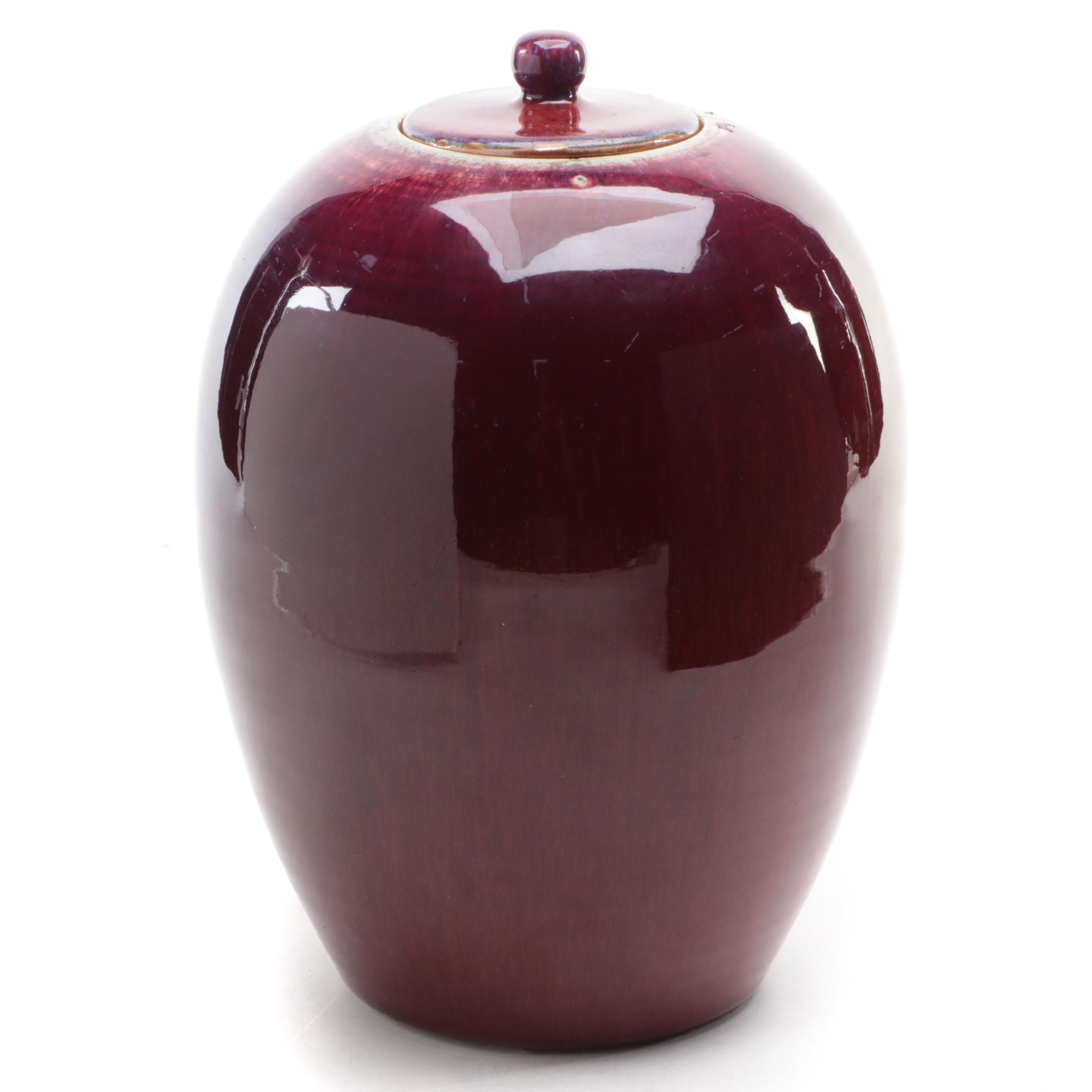 Chinese Sang de Boeuf Glazed Ceramic Melon Jar