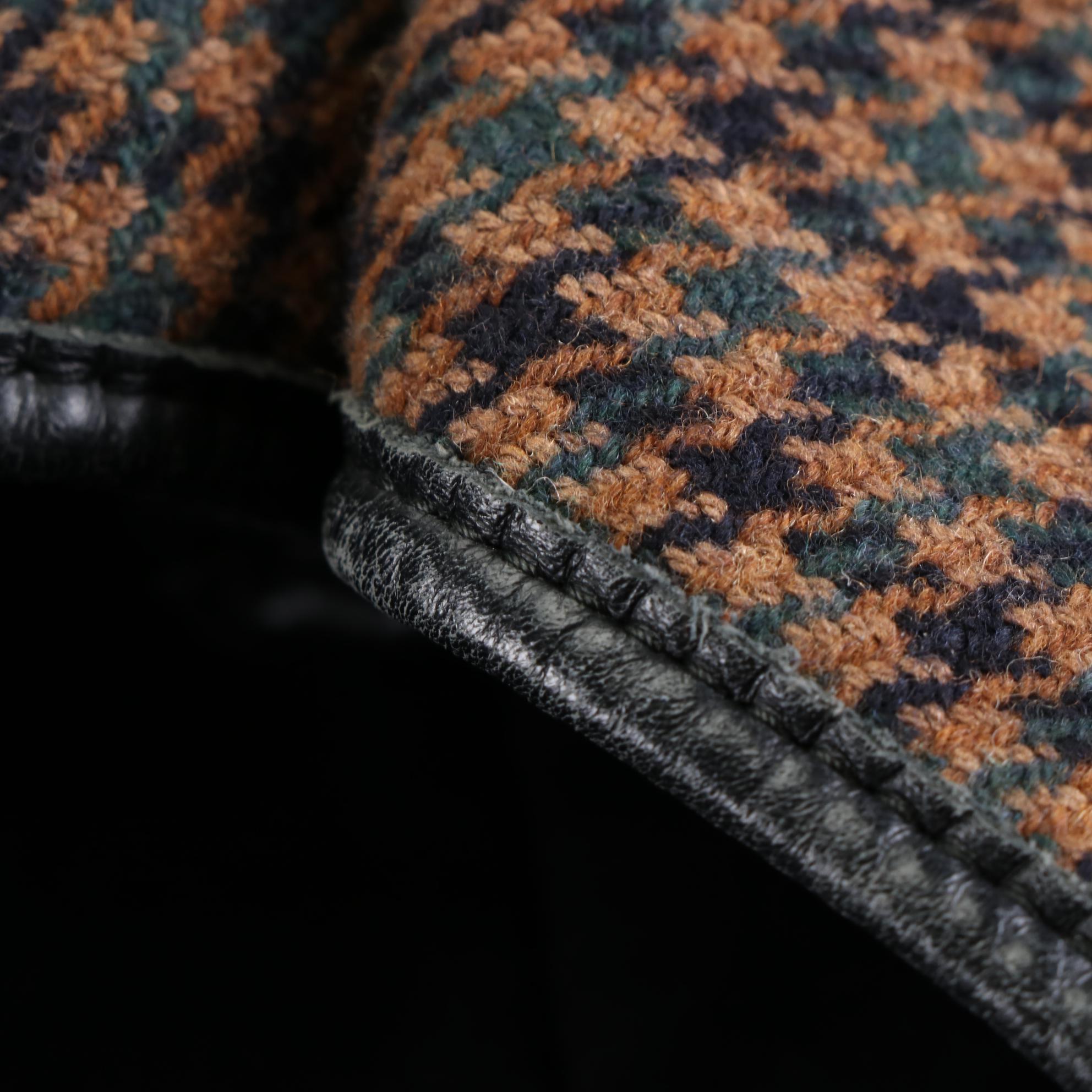 Balenciaga Cabas Tote Bag with Pouch in Houndstooth Wool and Leather