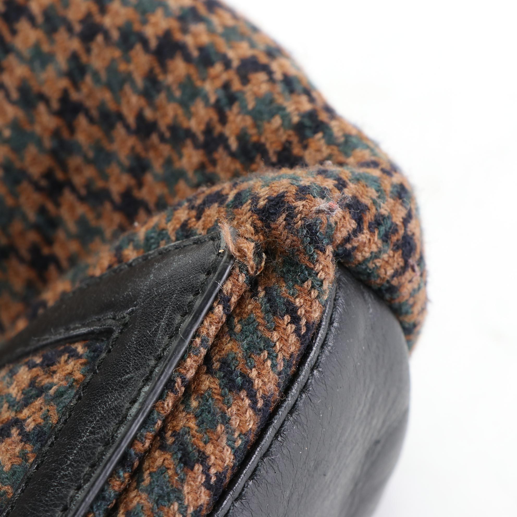 Balenciaga Cabas Tote Bag with Pouch in Houndstooth Wool and Leather