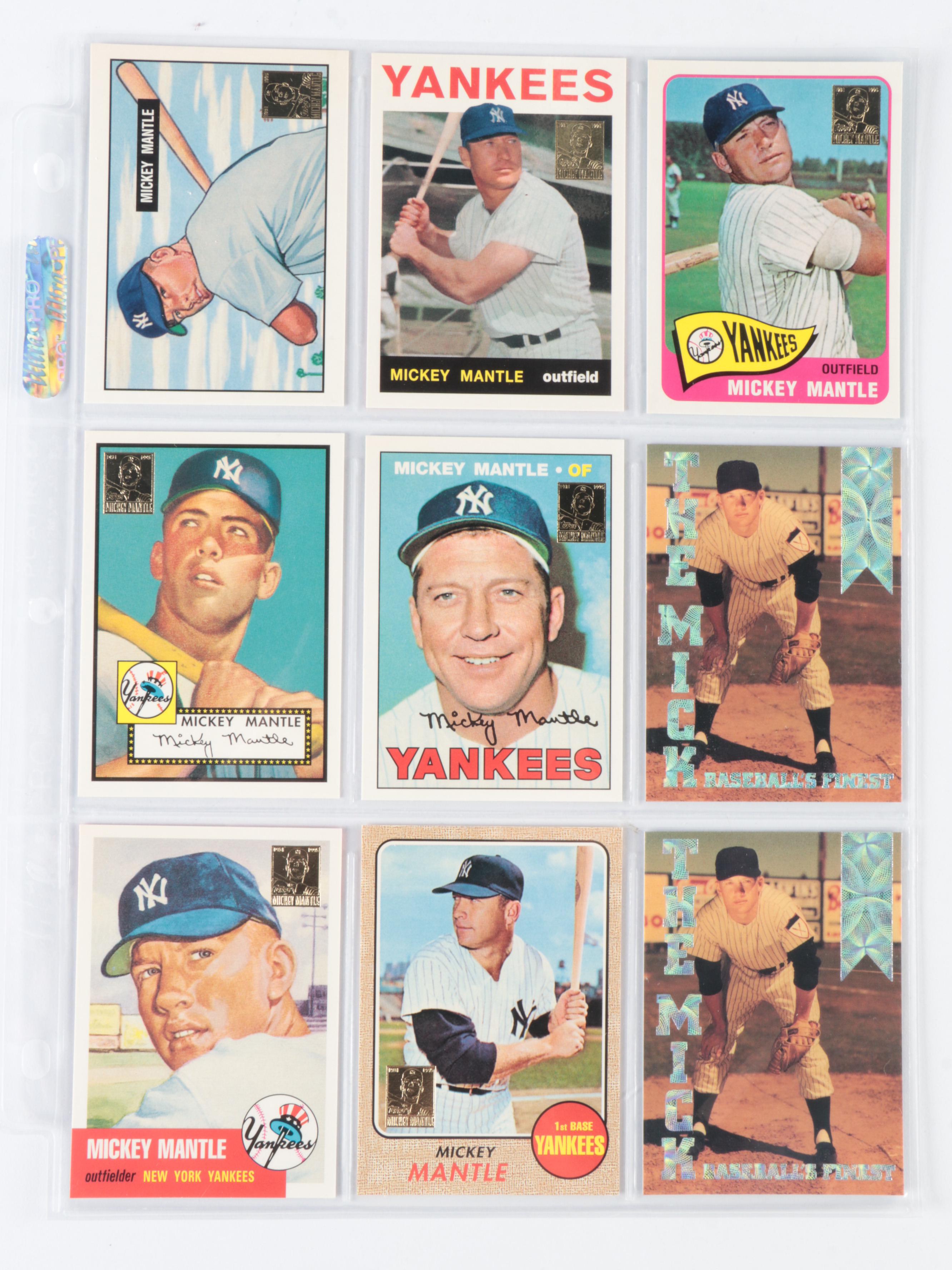 Mickey Mantle Reprint Baseball Cards with Baseball Heroes Tin and More