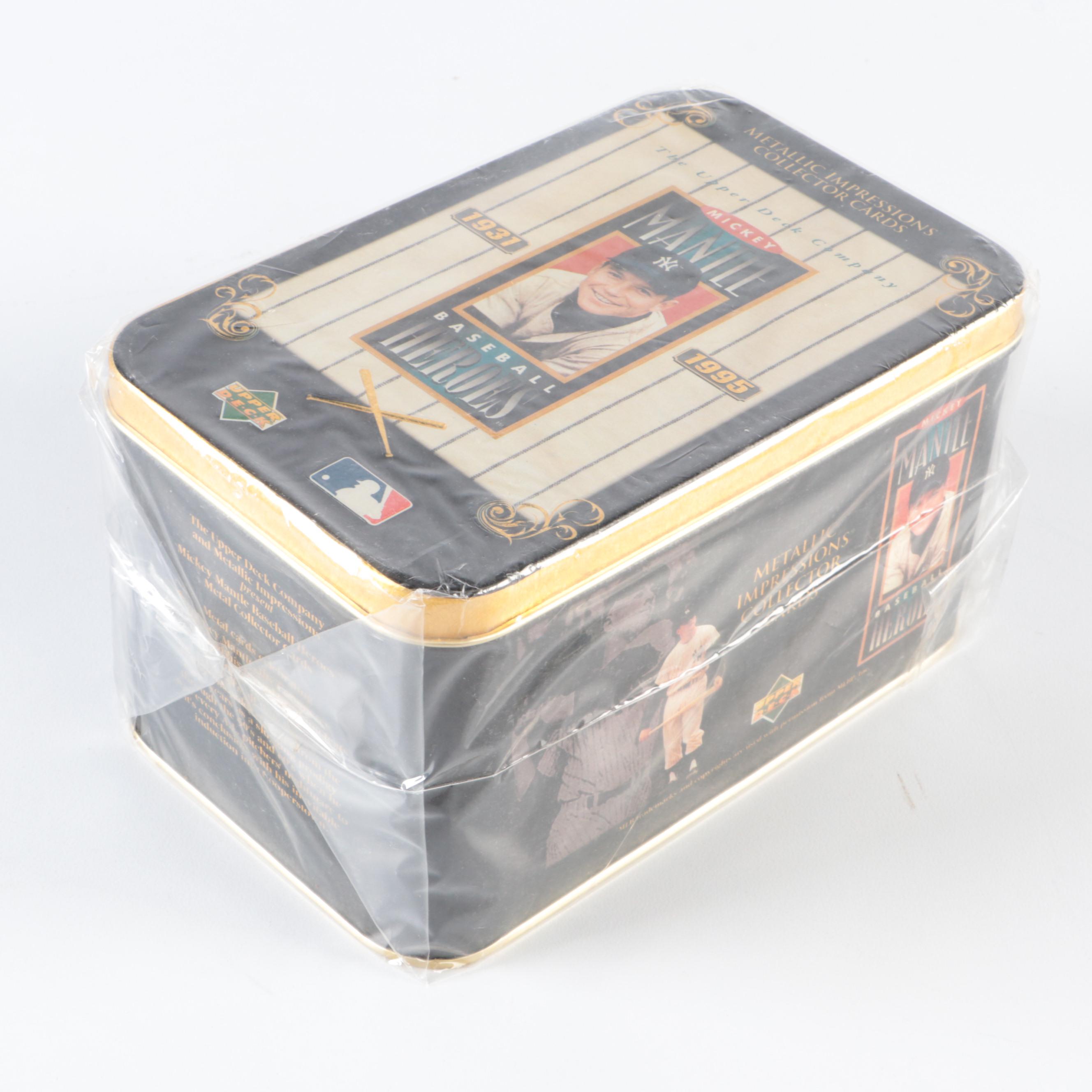 Mickey Mantle Reprint Baseball Cards with Baseball Heroes Tin and More