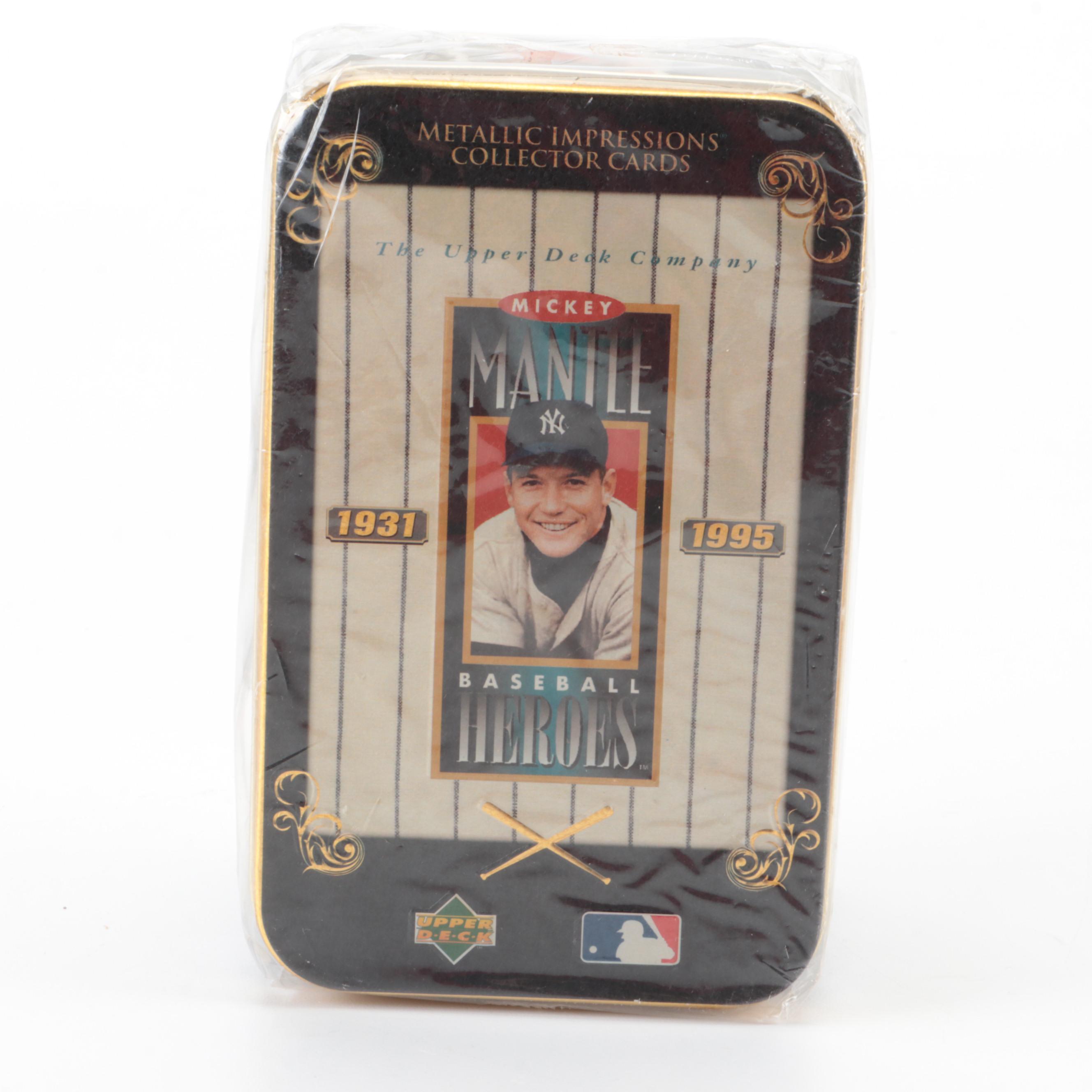 Mickey Mantle Reprint Baseball Cards with Baseball Heroes Tin and More