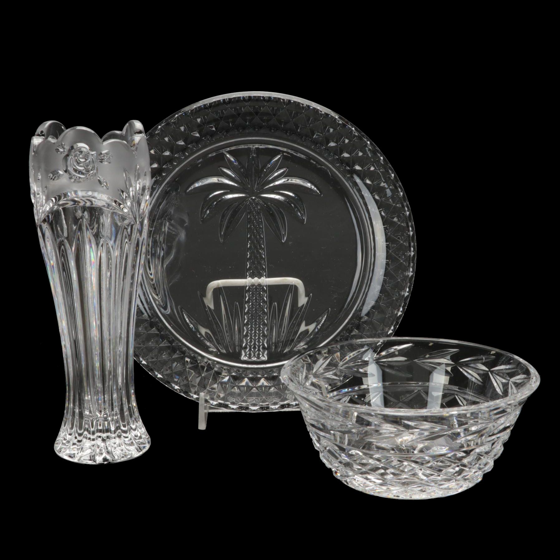 Waterford and Shannon Crystal Bowl, Vase, and Plate