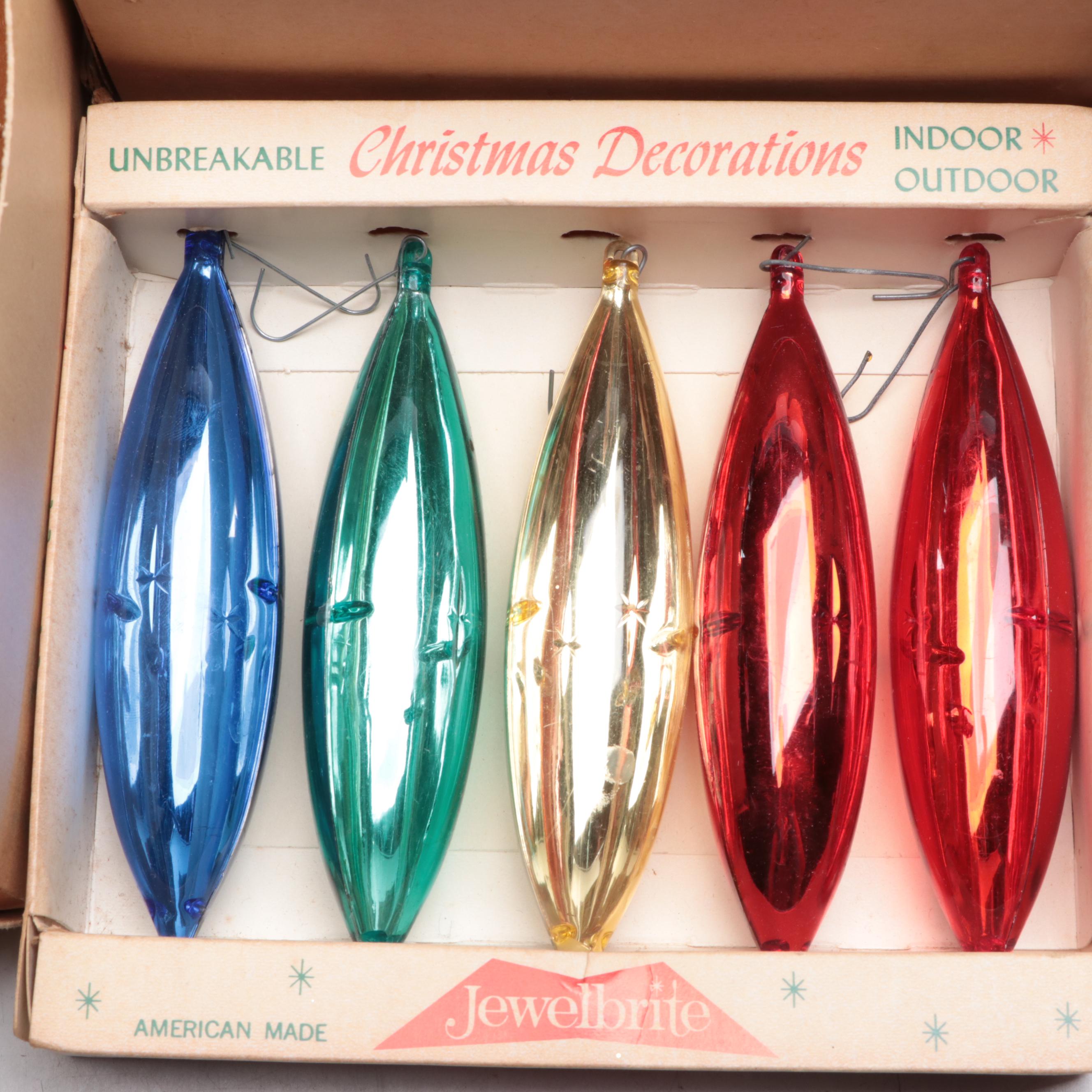 Shiny Brite and Other Glass Christmas Ornaments, Mid to Late 20th Century