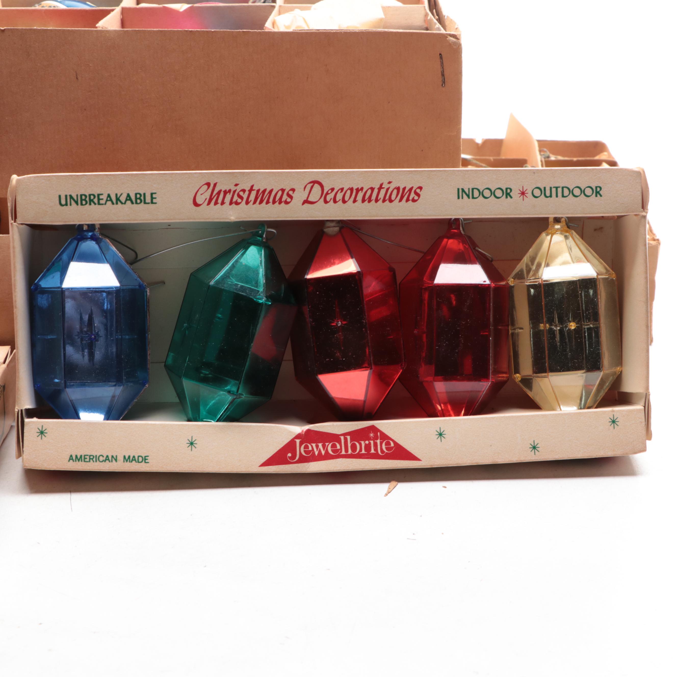 Shiny Brite and Other Glass Christmas Ornaments, Mid to Late 20th Century