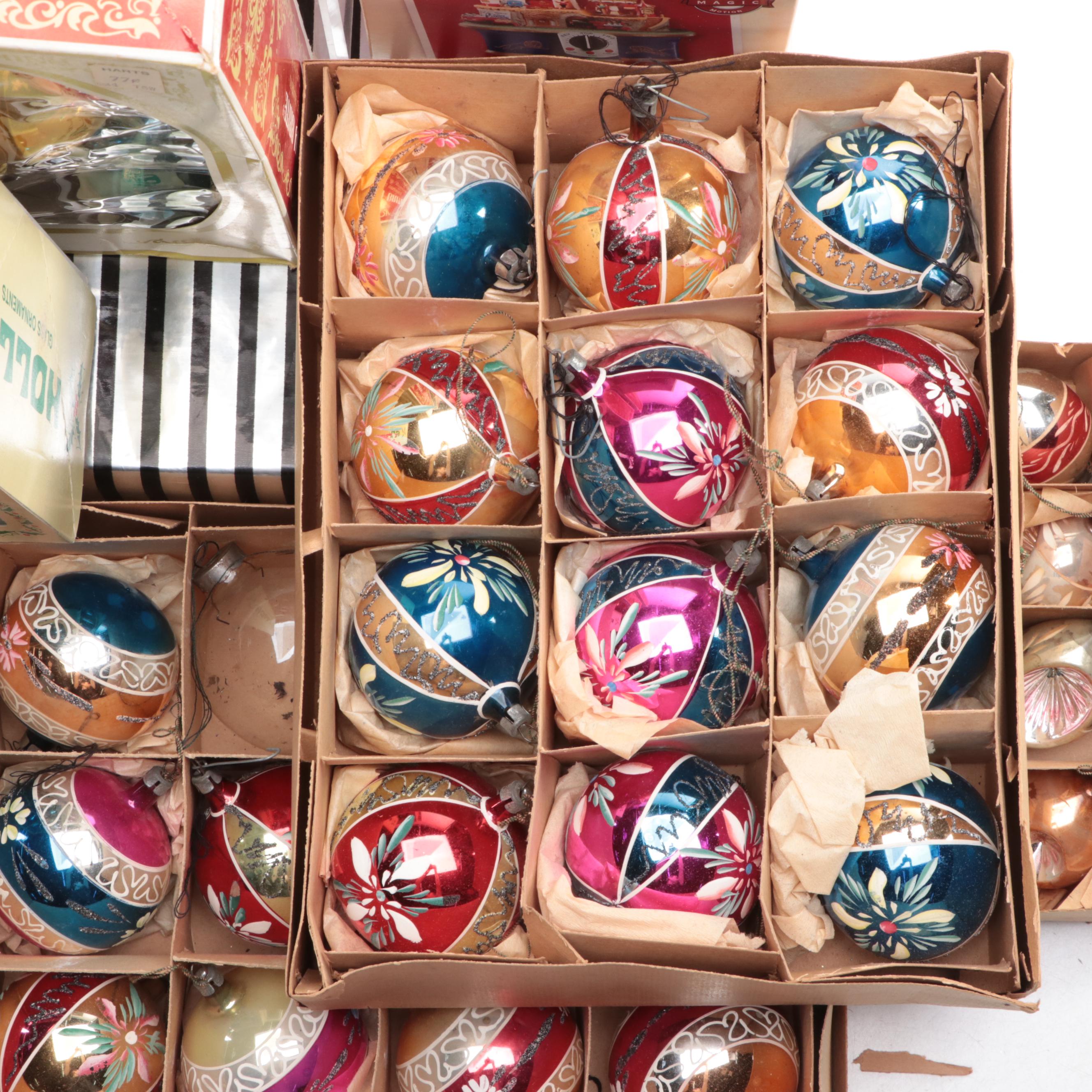 Shiny Brite and Other Glass Christmas Ornaments, Mid to Late 20th Century