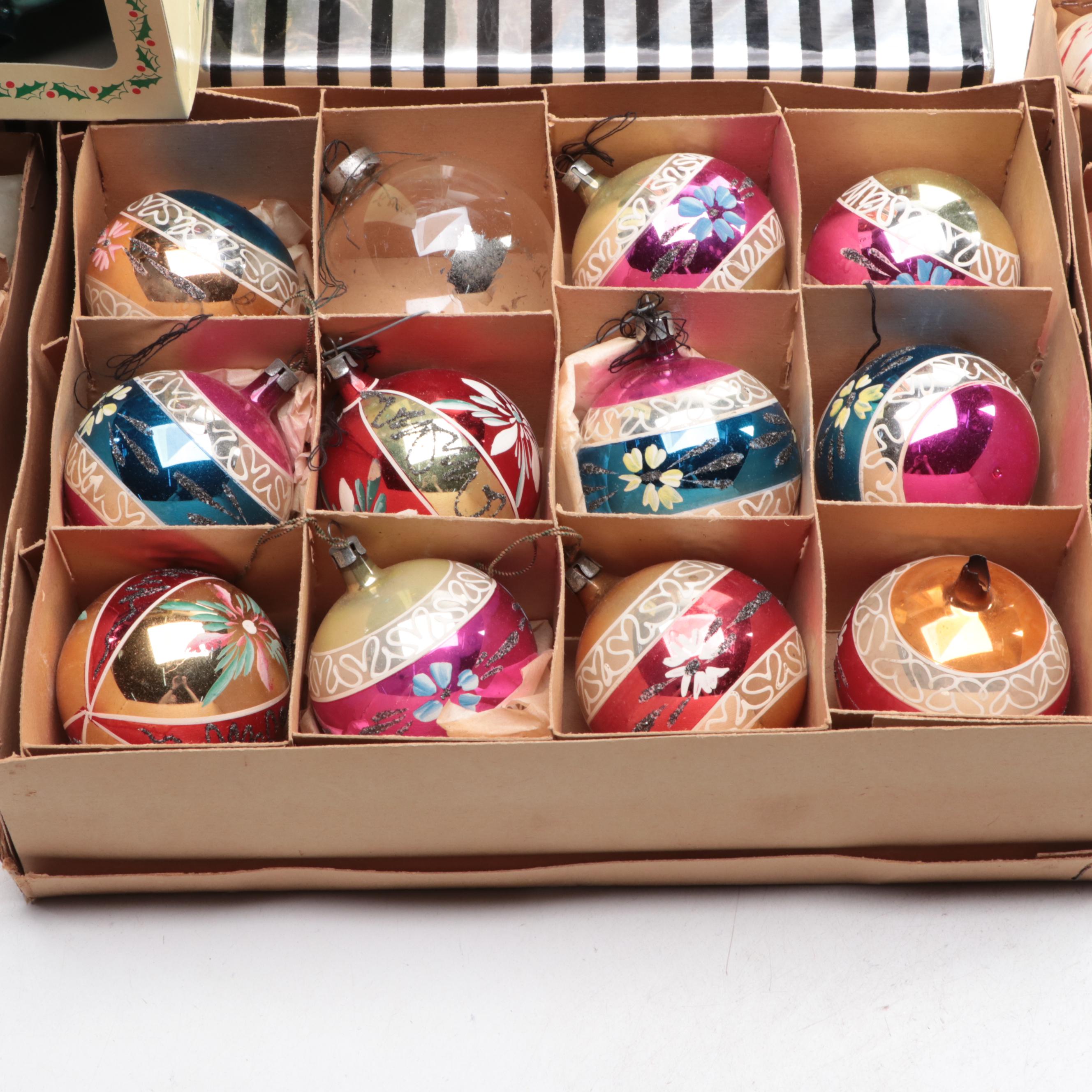 Shiny Brite and Other Glass Christmas Ornaments, Mid to Late 20th Century