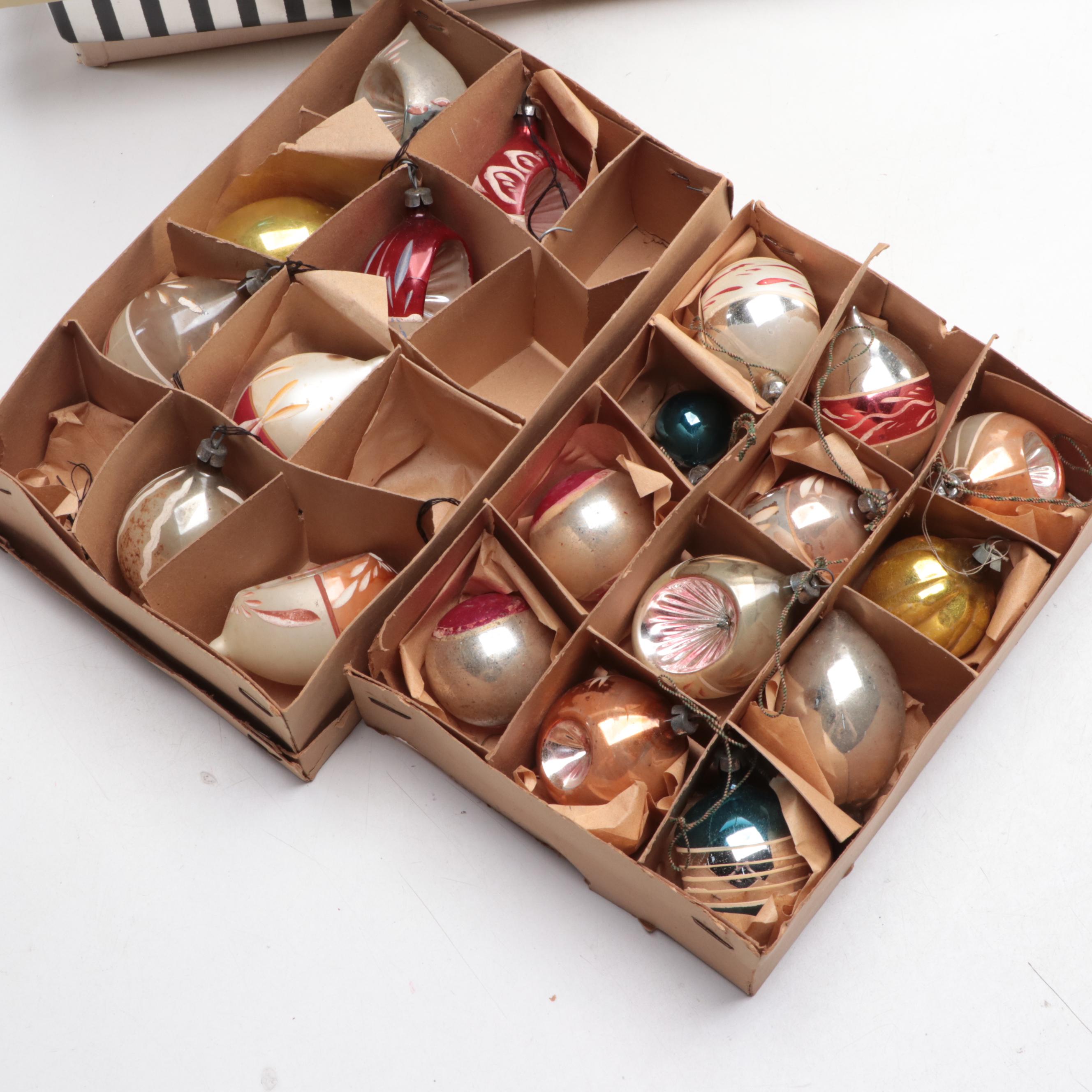 Shiny Brite and Other Glass Christmas Ornaments, Mid to Late 20th Century