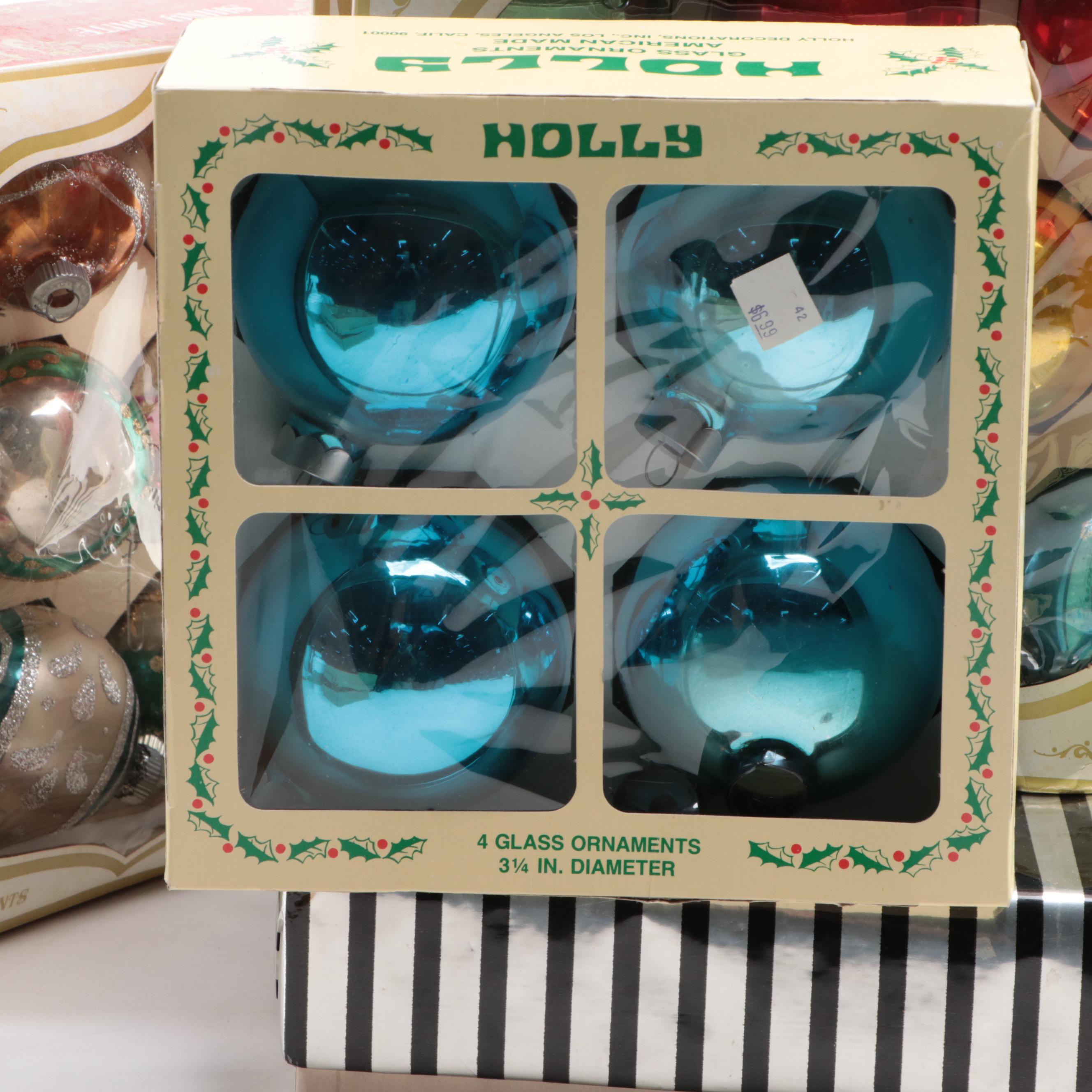 Shiny Brite and Other Glass Christmas Ornaments, Mid to Late 20th Century