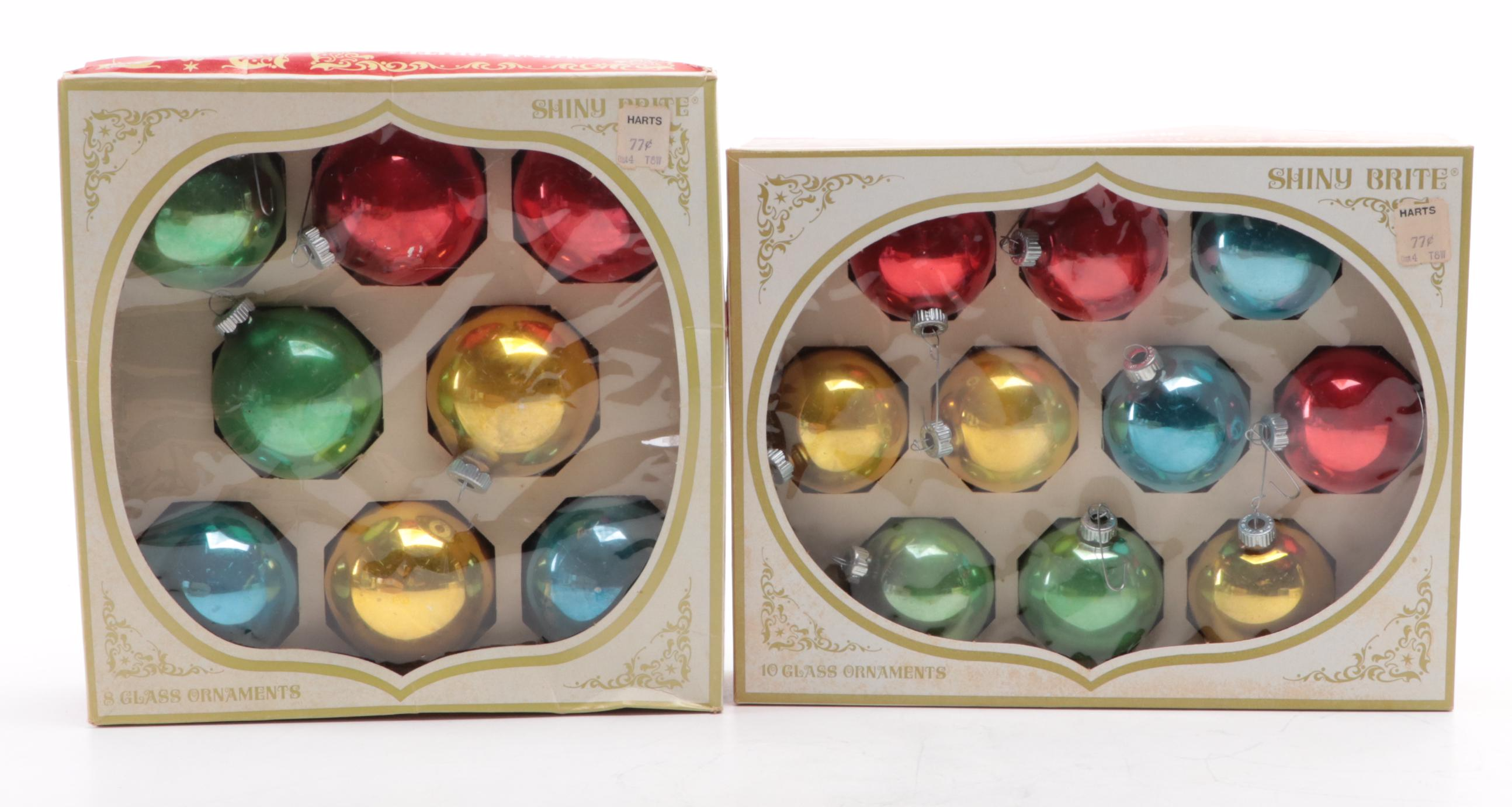 Shiny Brite and Other Glass Christmas Ornaments, Mid to Late 20th Century