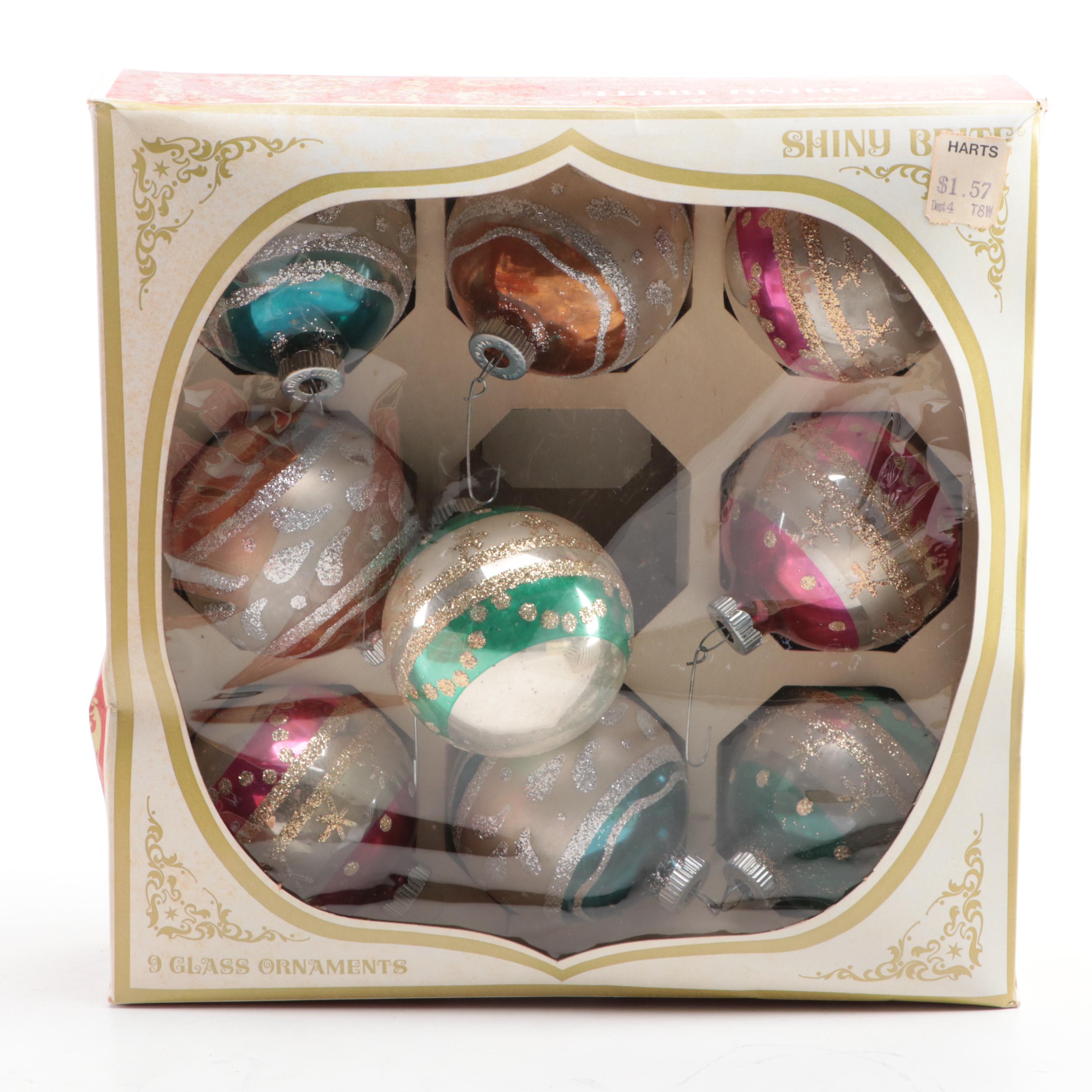 Shiny Brite and Other Glass Christmas Ornaments, Mid to Late 20th Century
