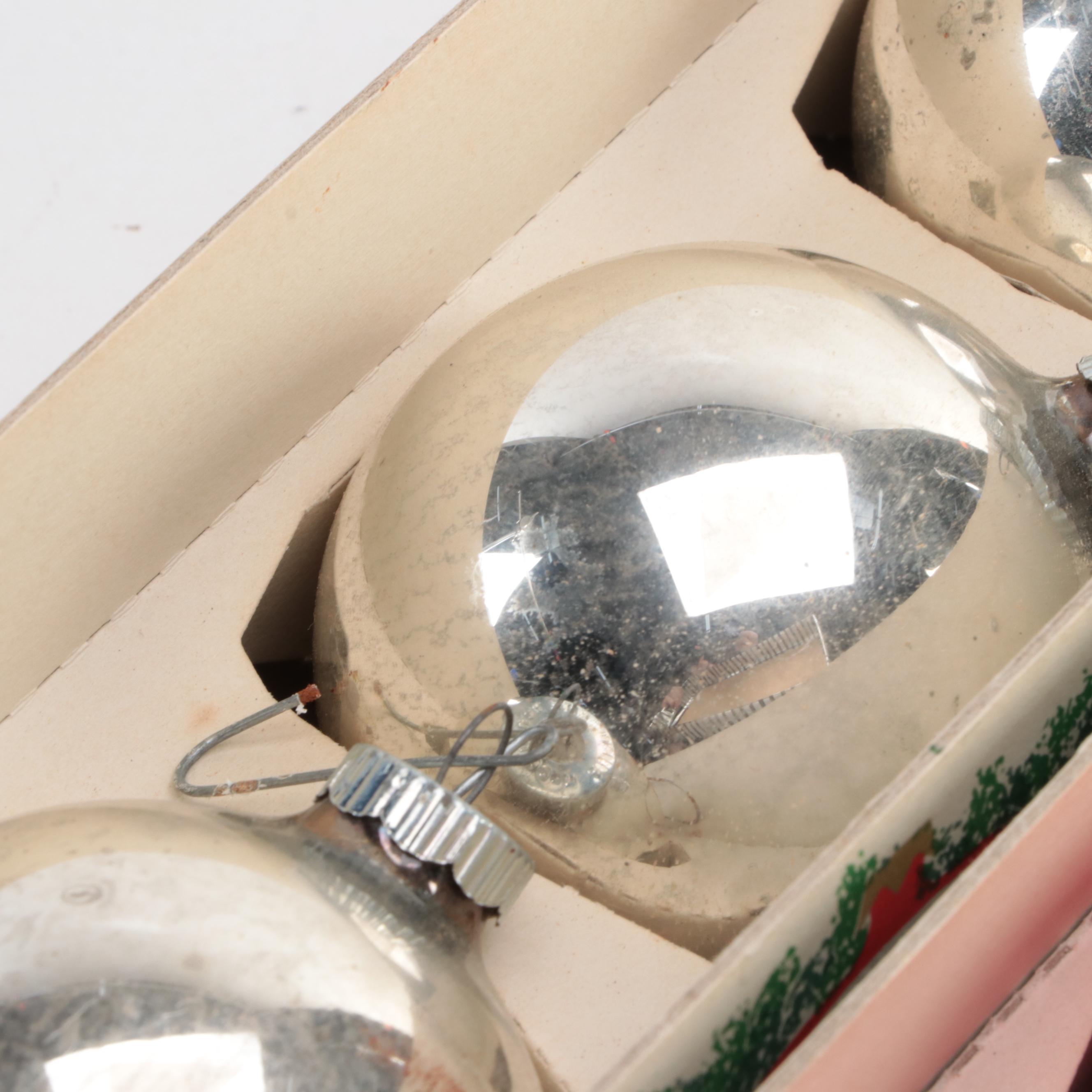 Shiny Brite and Other Glass Christmas Ornaments, Mid to Late 20th Century