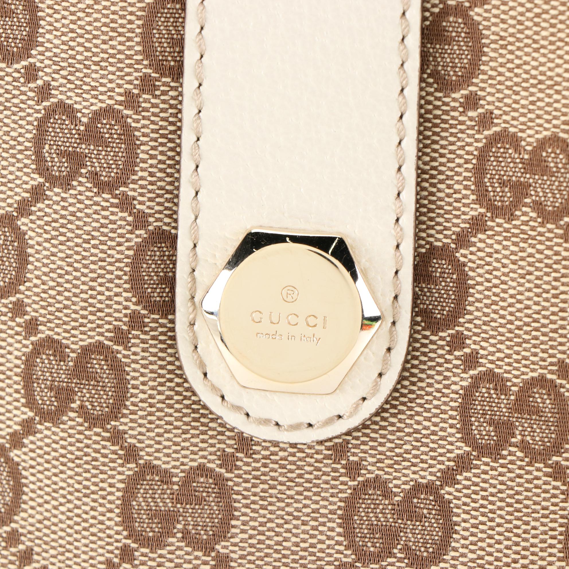 Gucci Charmy Shoulder Tote in GG Canvas and Cinghiale Leather